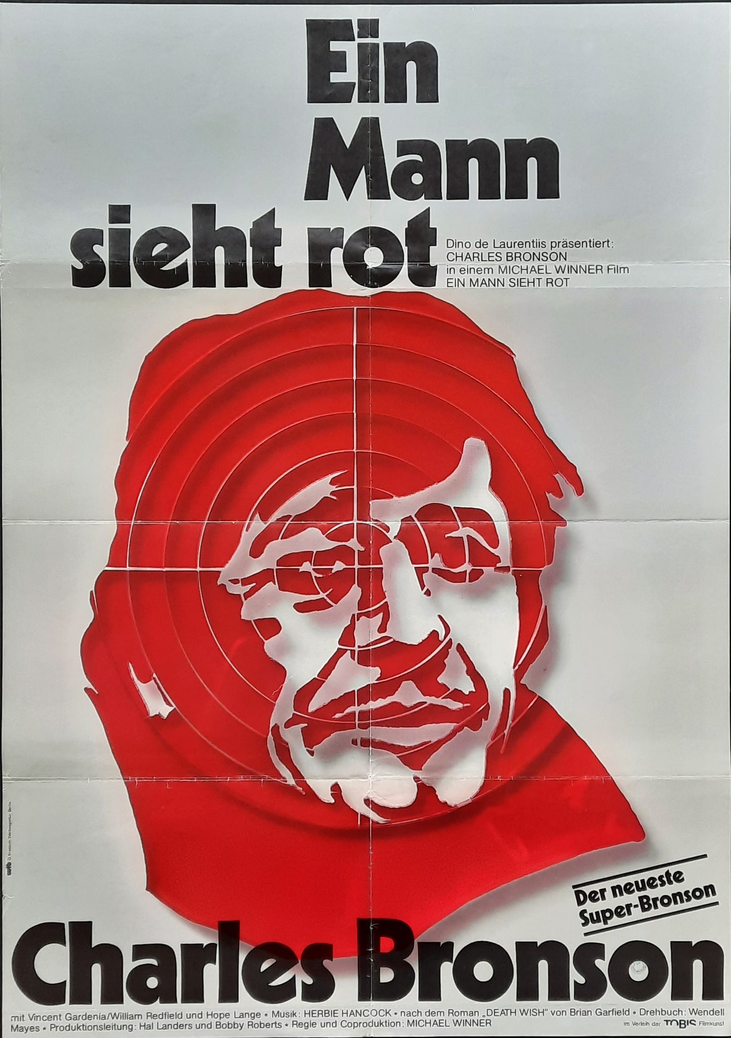 DEATH WISH 1974 Charles Bronson German 1-Sheet Movie Poster 23 x 33