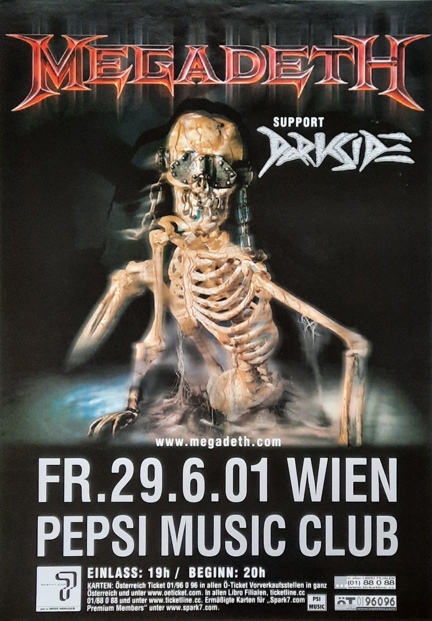 MEGADETH 2001 Concert Poster Jun 29th Vienna Austria 1st print