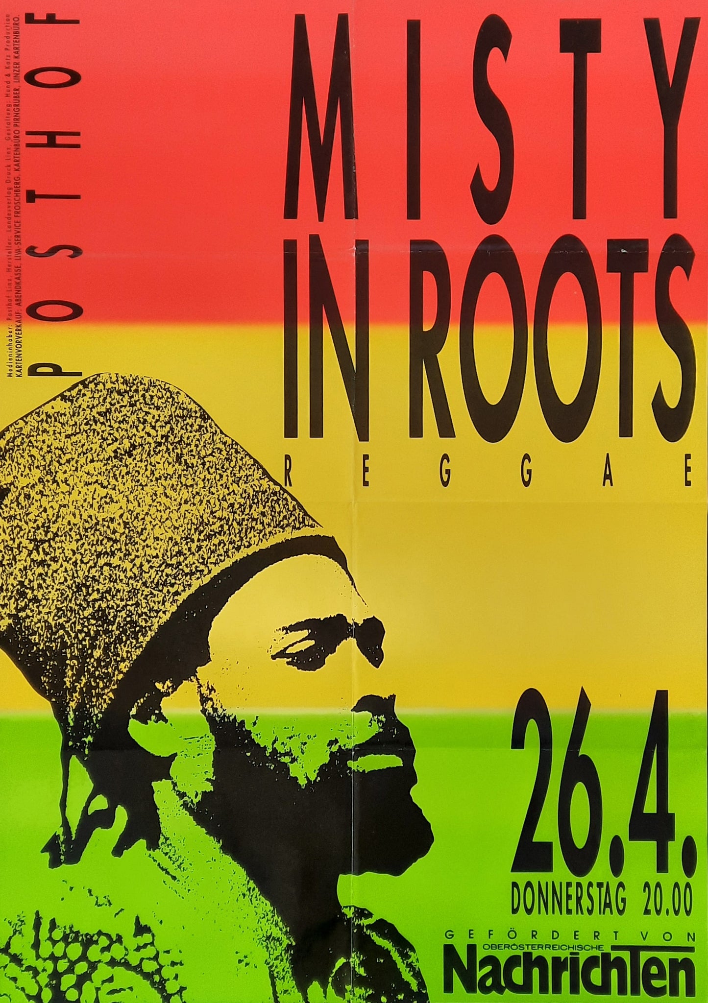 MISTY IN ROOTS 1990 Concert Poster Apr 26th Linz Austria 1st print