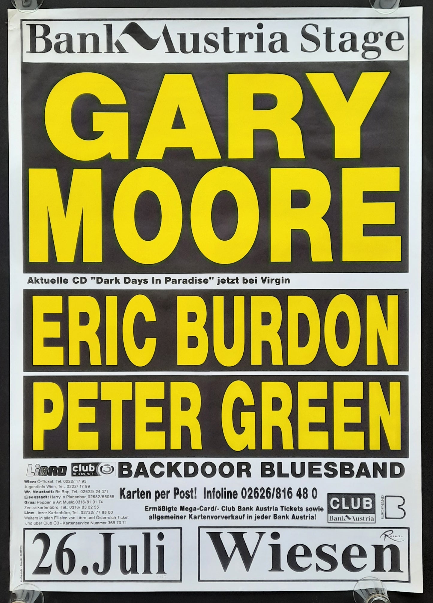 GARY MOORE / ERIC BURDON / PETER GREEN 1997 concert poster Austria 1st print