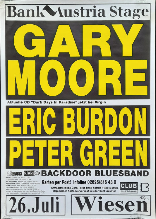 GARY MOORE / ERIC BURDON / PETER GREEN 1997 concert poster Austria 1st print