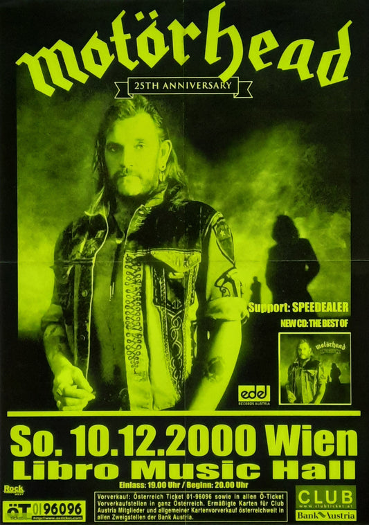 MOTÖRHEAD 2000 Concert Poster Dec 10th Vienna, Austria 1st print