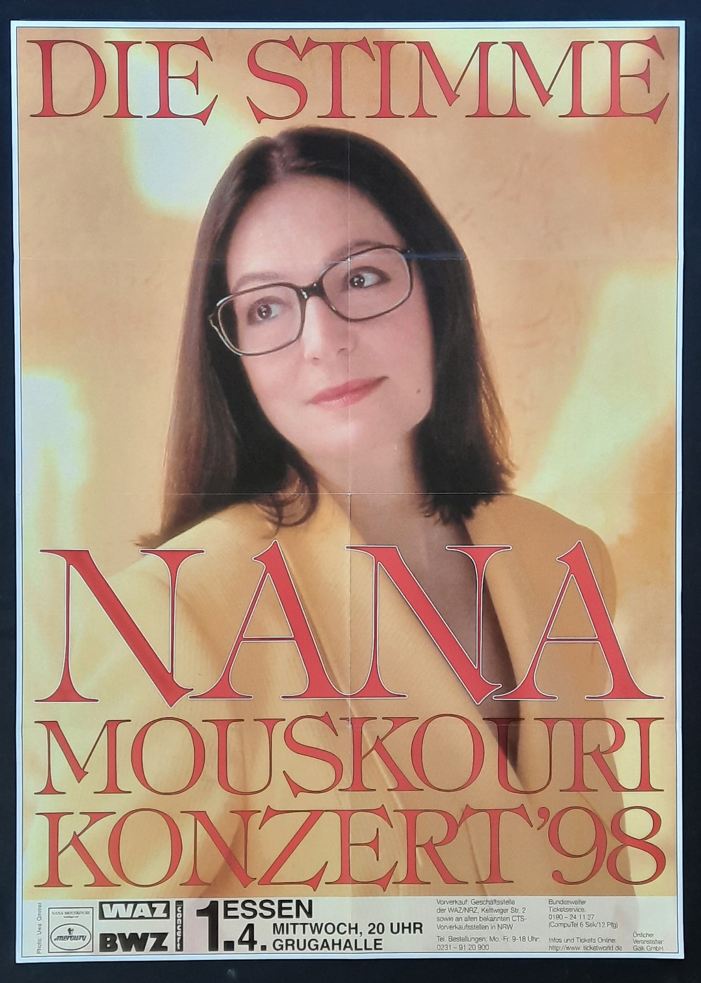 NANA MOUSKOURI Original Concert Poster April 1, 1998 Essen Germany 1