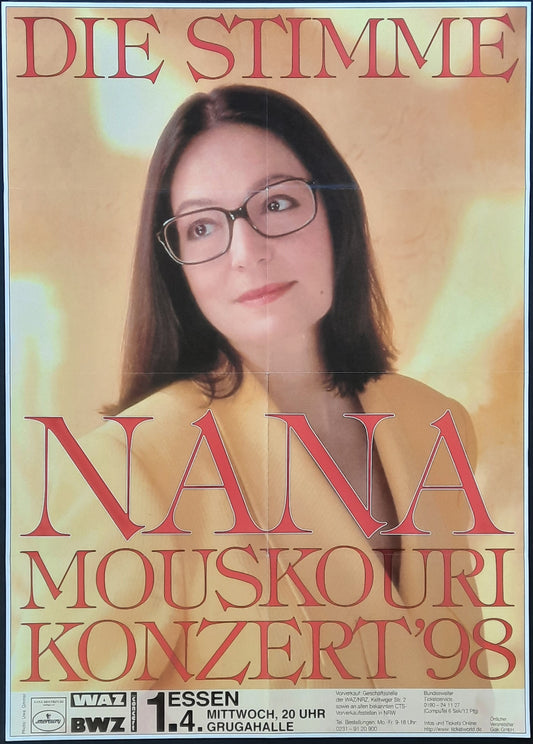 NANA MOUSKOURI Original Concert Poster April 1, 1998 Essen Germany 1