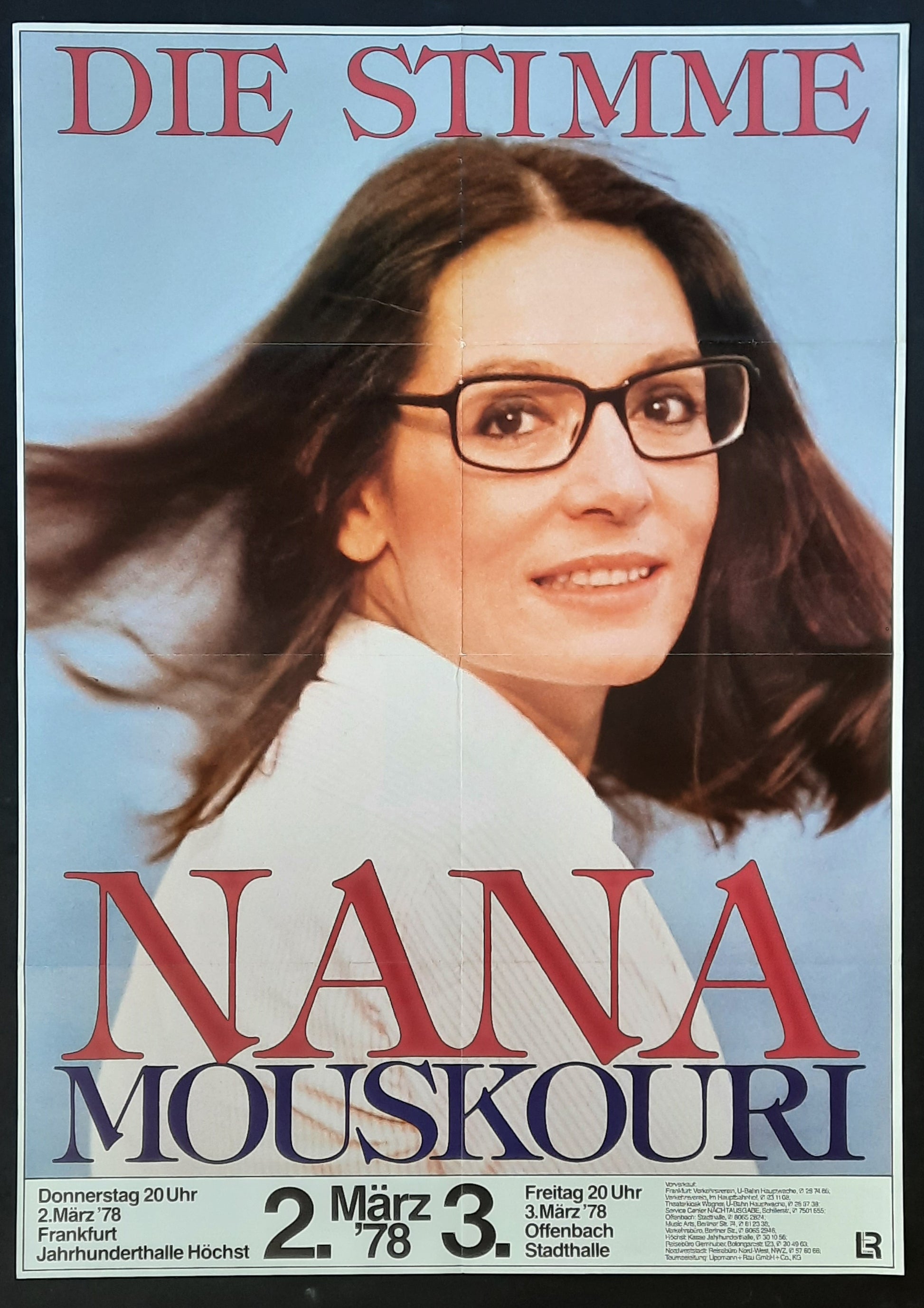 NANA MOUSKOURI Original Concert Poster March 2, 1978 Frankfurt Germany 1