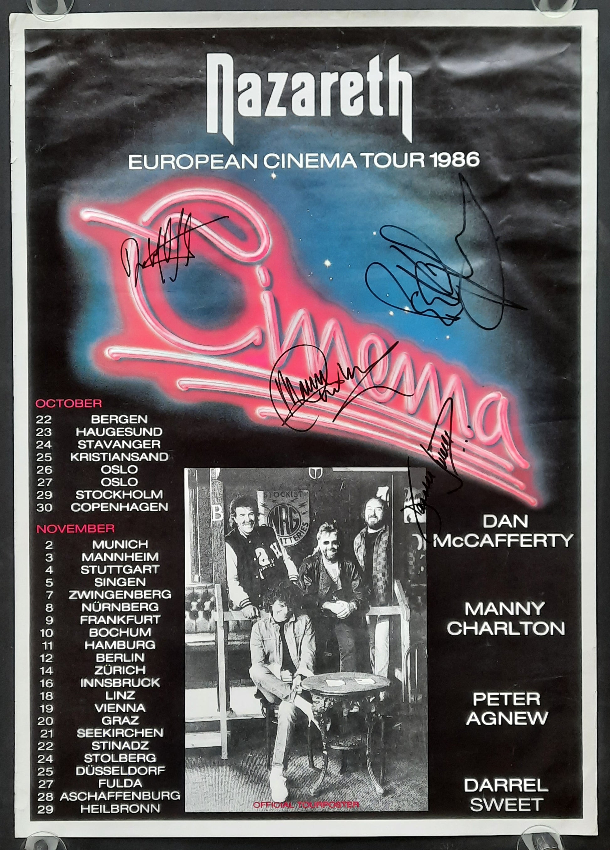 NAZARETH 1986 Concert Poster Tour Germany BAND SIGNED! 2