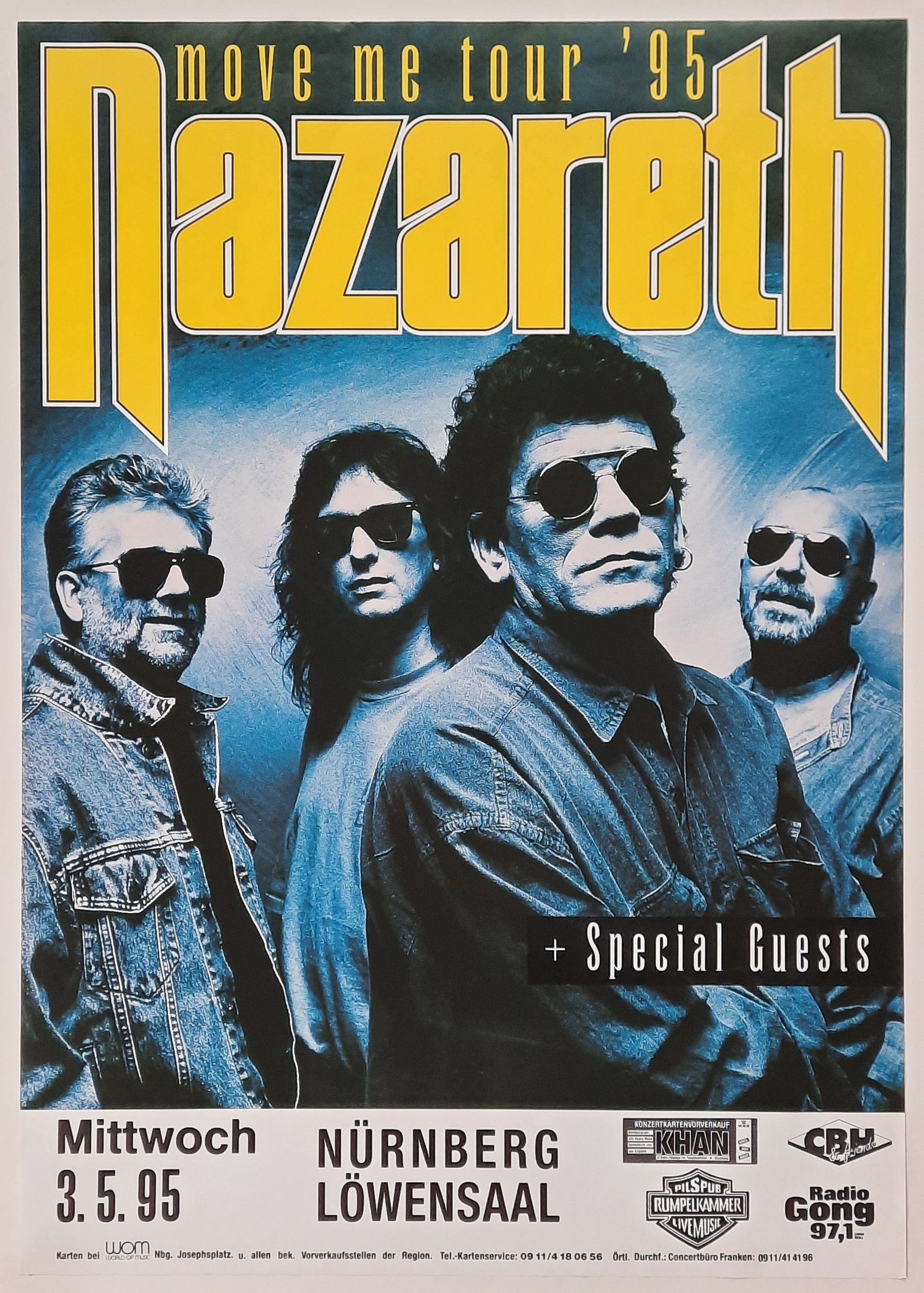 NAZARETH 1995 Concert Poster Nürnberg Germany 1st Print 2