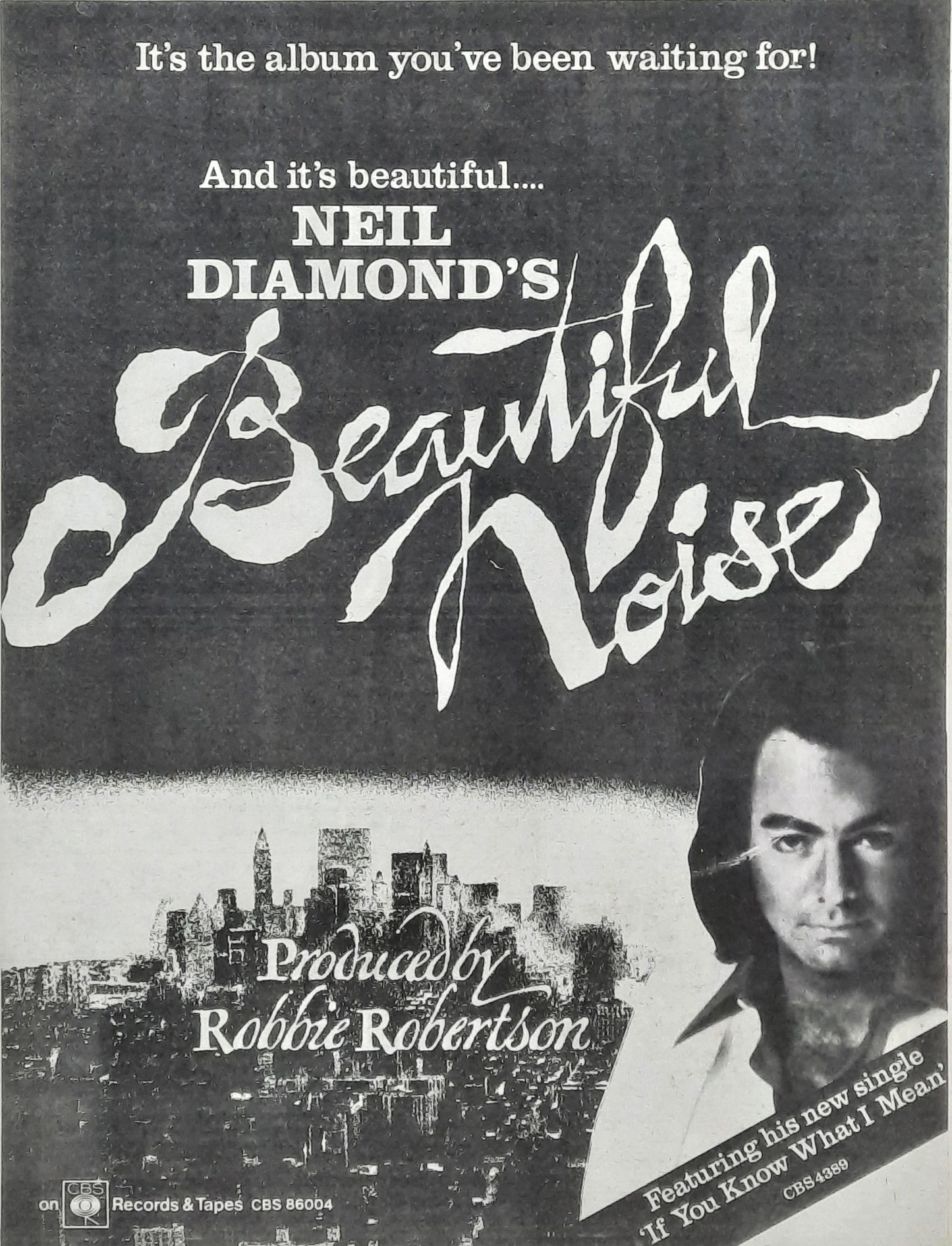 NEIL DIAMOND 1976 Poster/Press Ad Single "Beautiful Noise"
