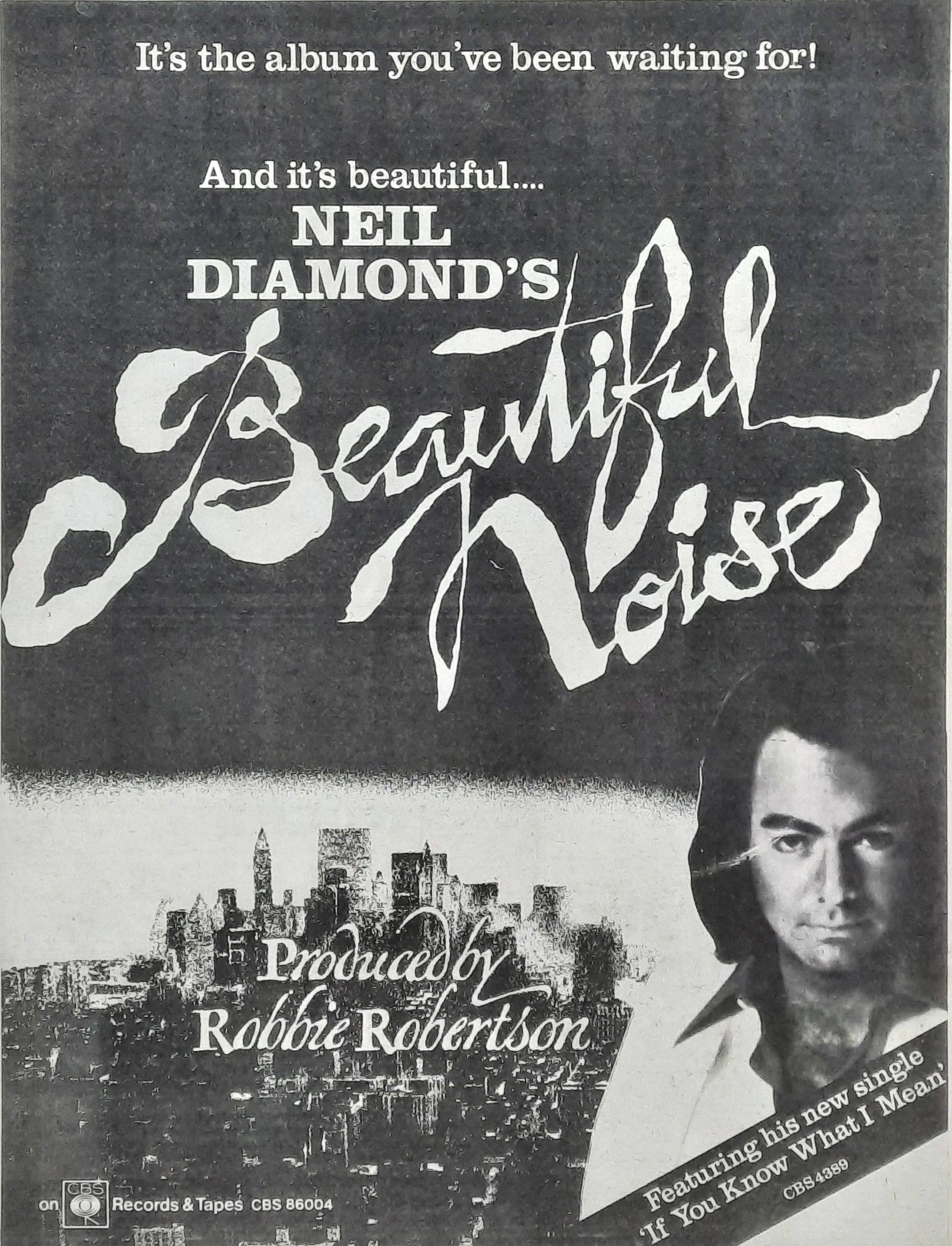NEIL DIAMOND 1976 Poster/Press Ad Single "Beautiful Noise"