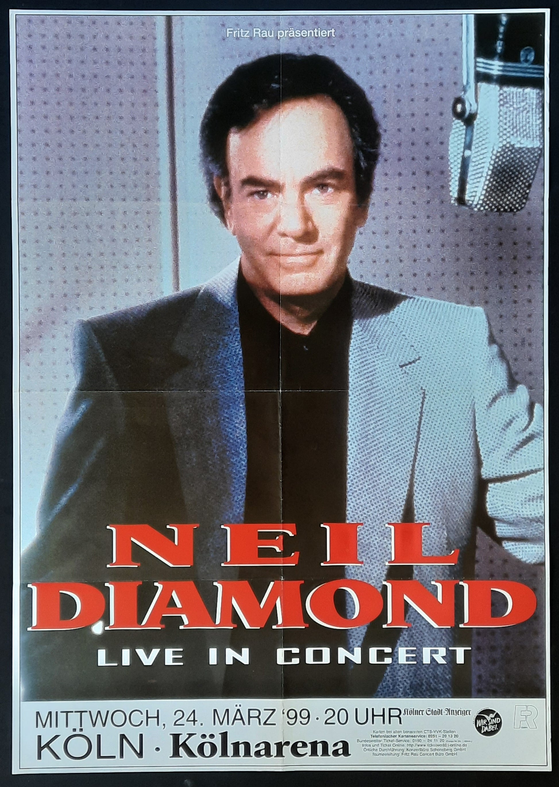 NEIL DIAMOND Original Concert Poster March 24, 1999 Cologne Germany 1