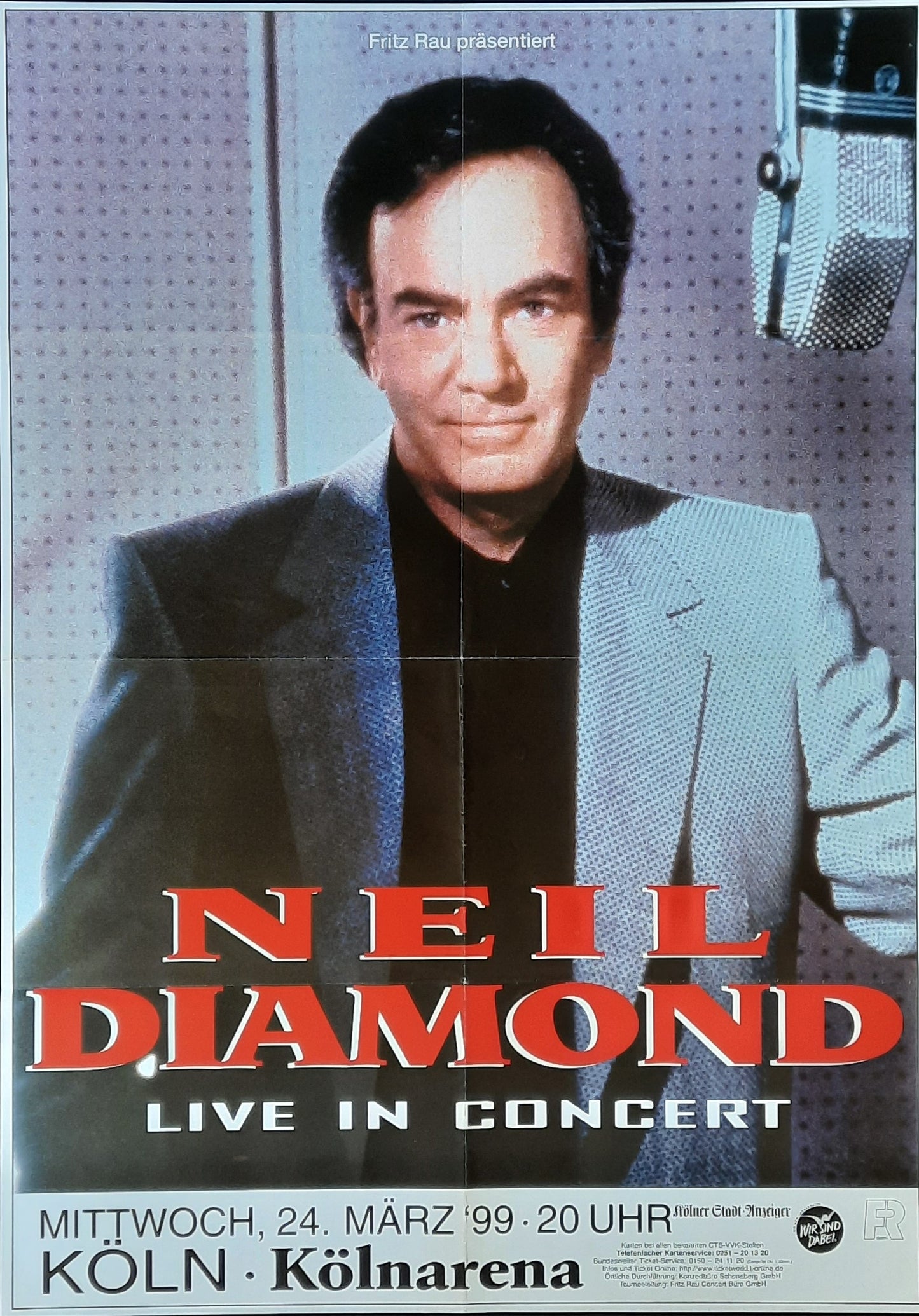 NEIL DIAMOND Original Concert Poster March 24, 1999 Cologne Germany 1