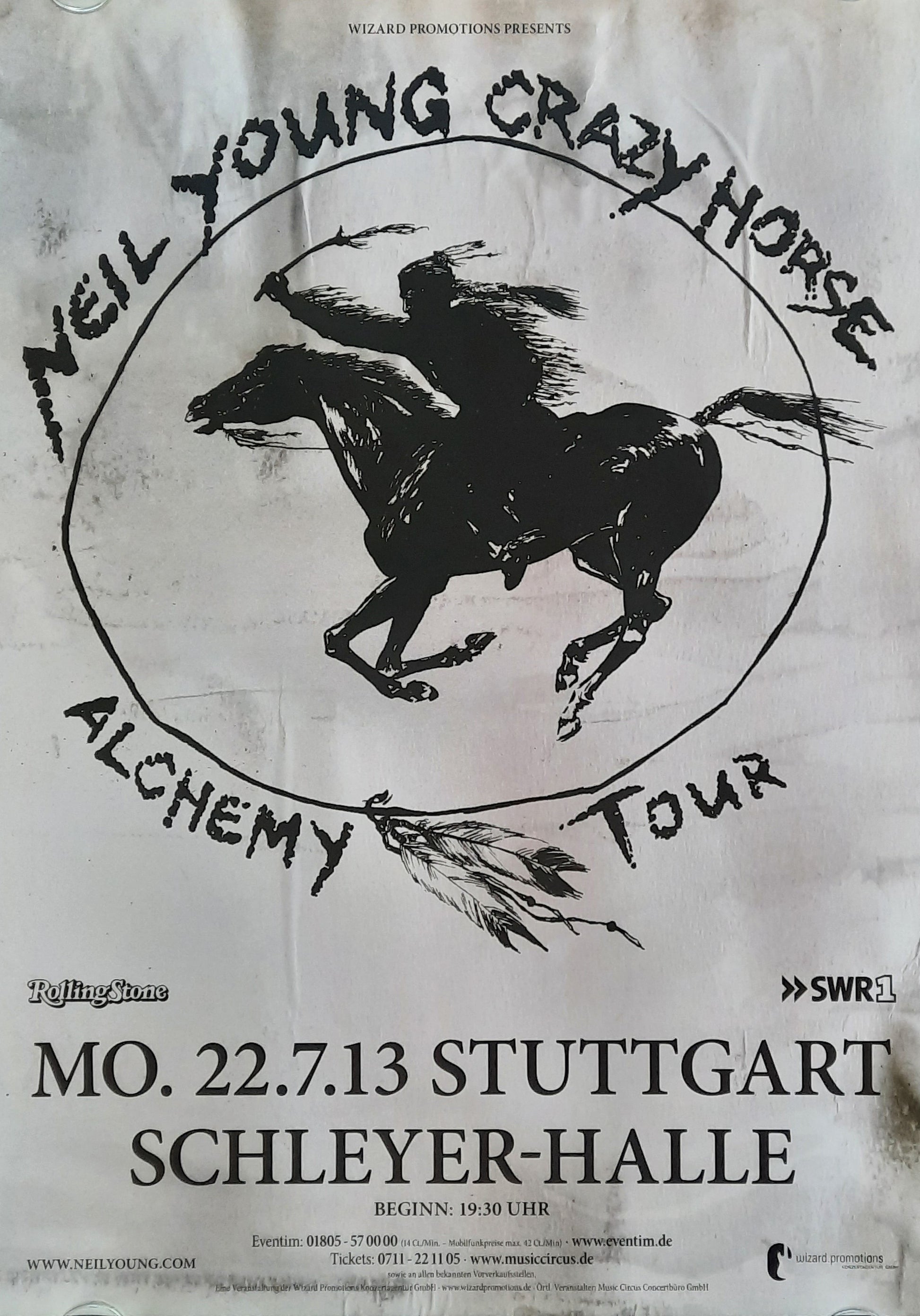 NEIL YOUNG 2013 Concert Poster Germany Stuttgart Jul 22nd