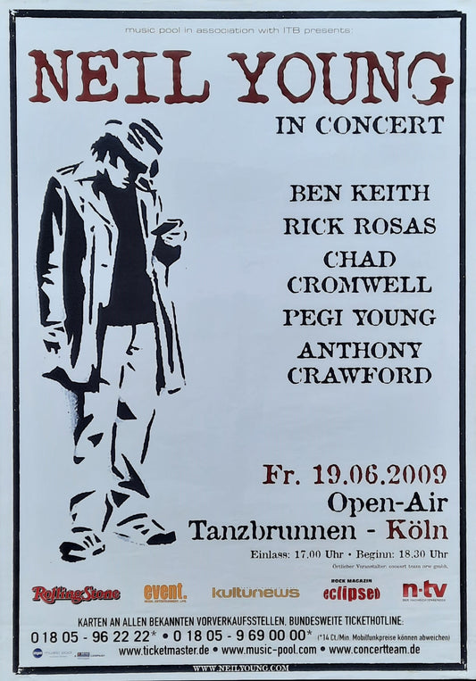 NEIL YOUNG Original Concert Poster June 19, 2009 Köln Germany ROLLED