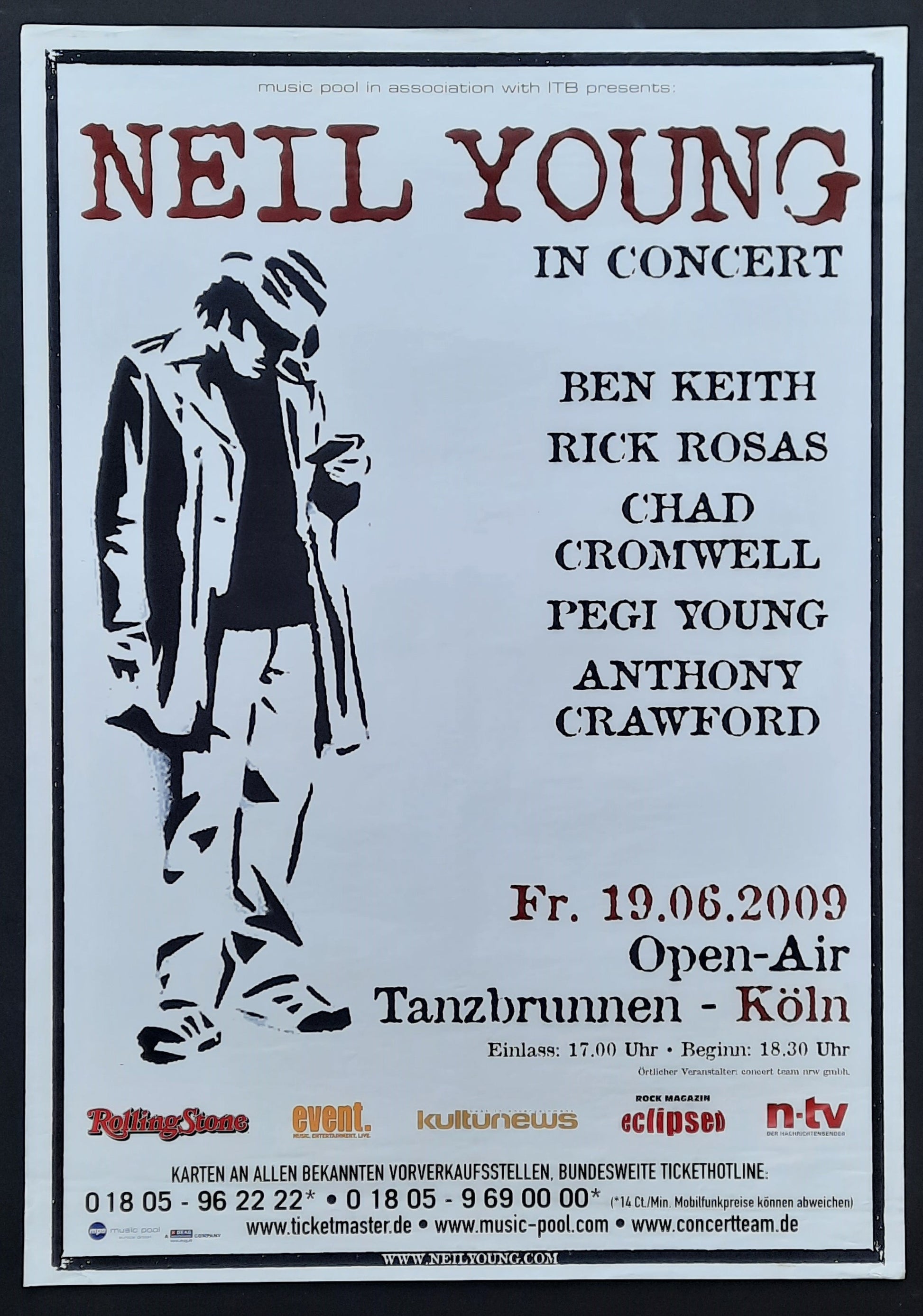 NEIL YOUNG Original Concert Poster June 19, 2009 Köln Germany ROLLED 1