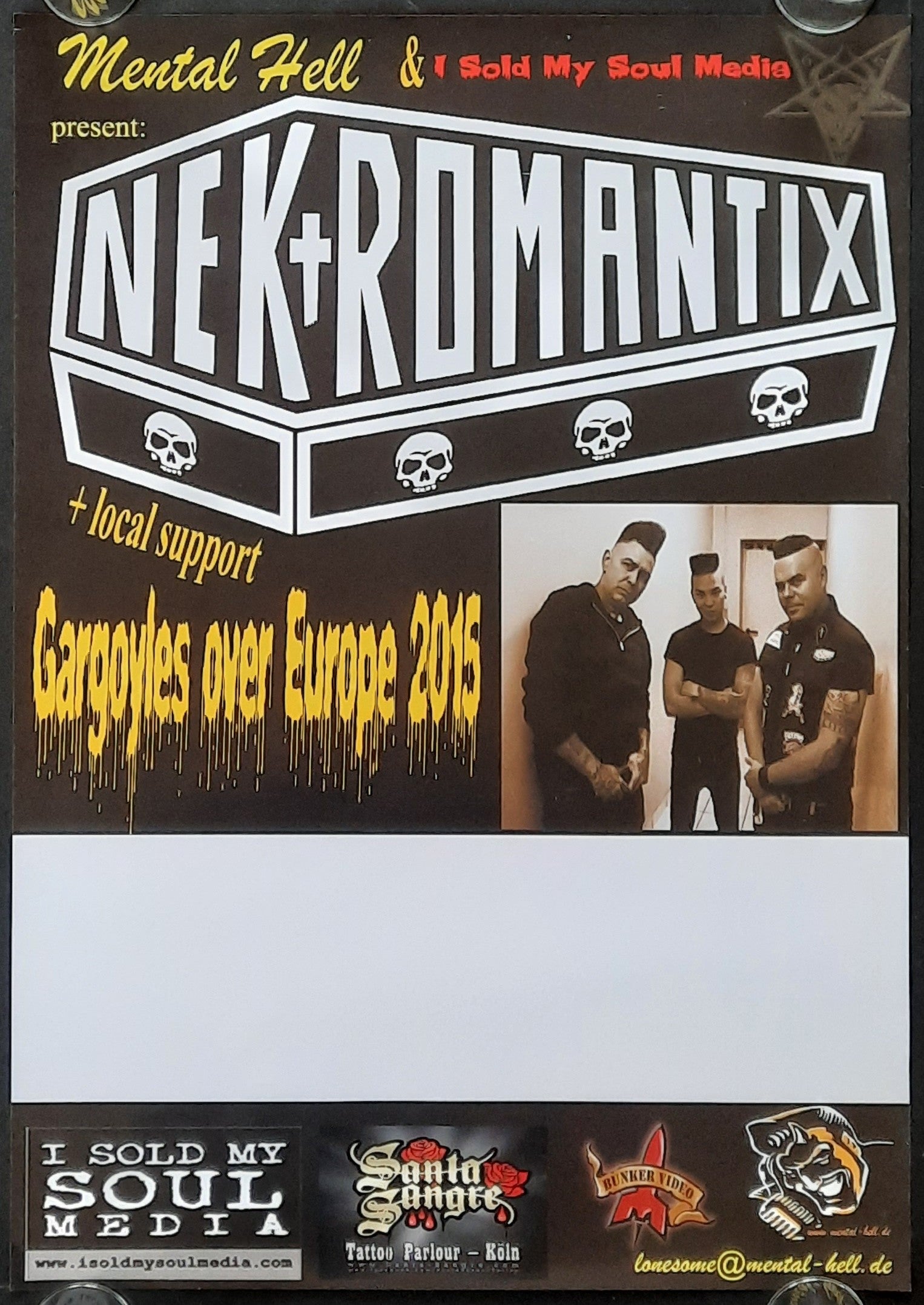 NEKROMANTIX Original Concert Poster 2015 Gargoyles Over Europe Tour 42x59d (5) 1