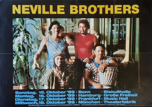 NEVILLE BROTHERS Original Concert Poster 1989 Germany