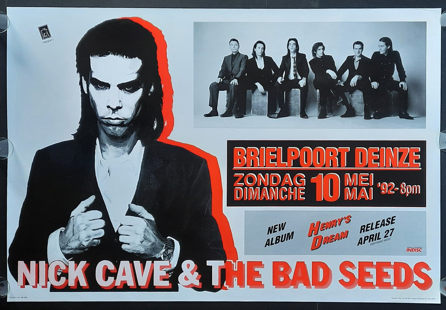 NICK CAVE Original Concert Poster May 10, 1992 Deinze Belgium SUBWAY POSTER 1