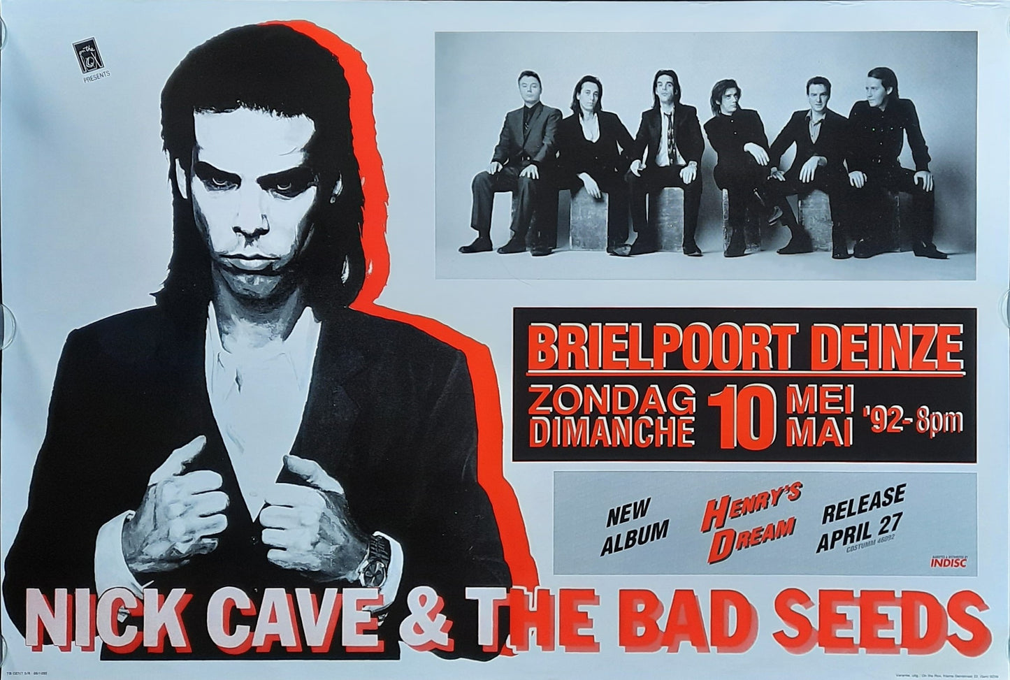 NICK CAVE Original Concert Poster May 10, 1992 Deinze Belgium SUBWAY POSTER 1