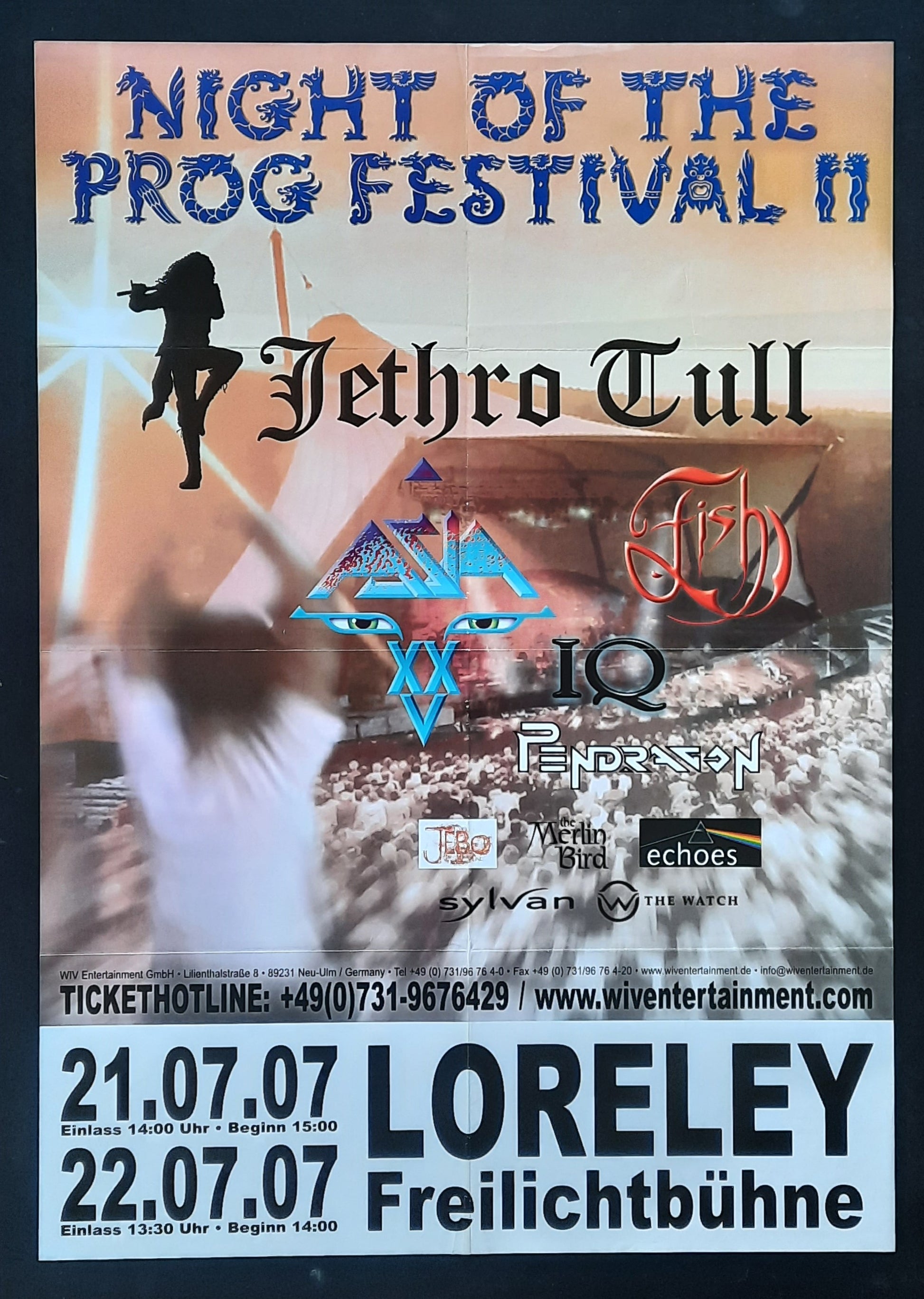 NIGHT OF THE PROG FESTIVAL Original Concert Poster July 21, 2007 Loreley Germany JETHRO TULL ASIA