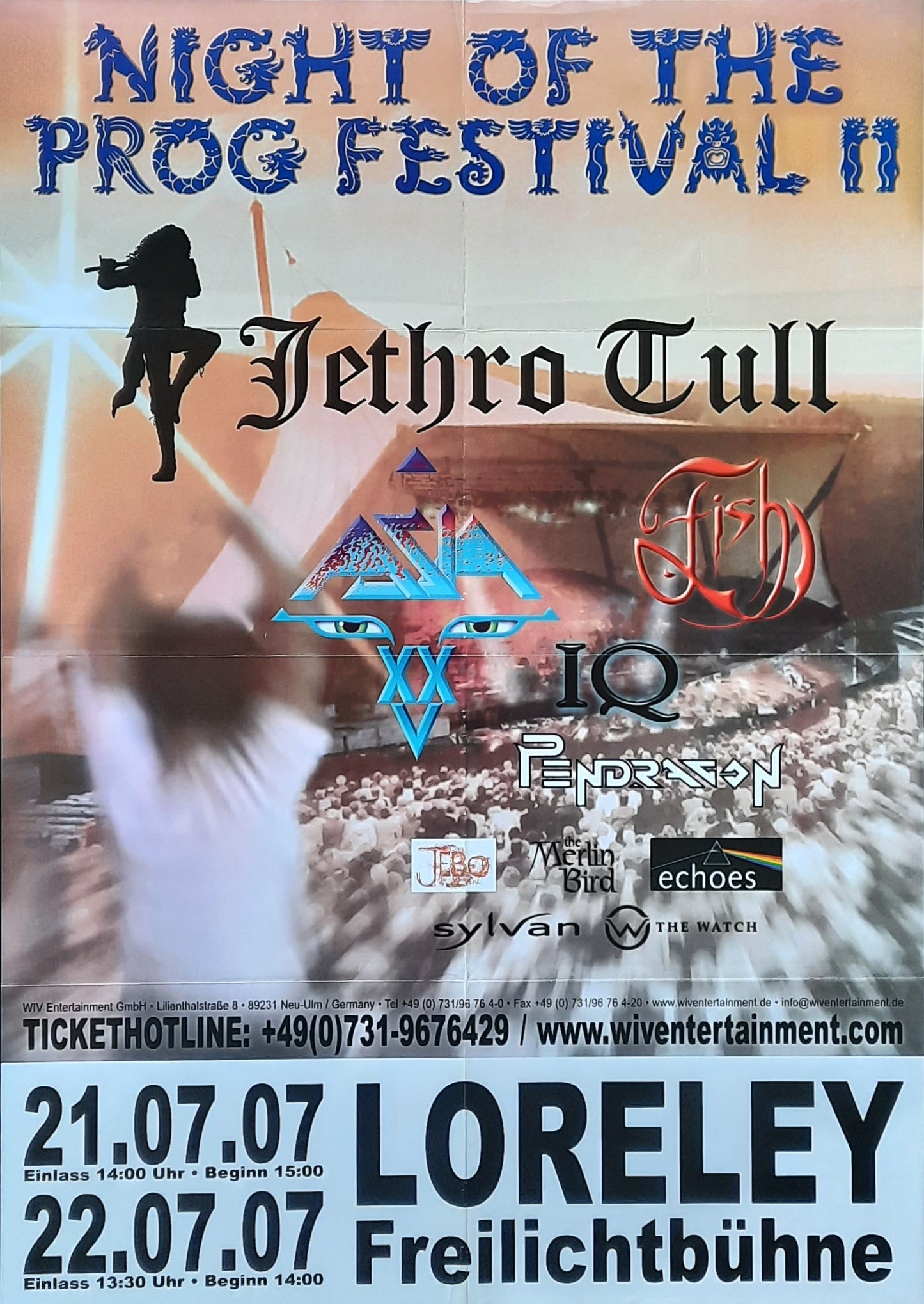 NIGHT OF THE PROG FESTIVAL Original Concert Poster July 21, 2007 Loreley Germany JETHRO TULL ASIA 1