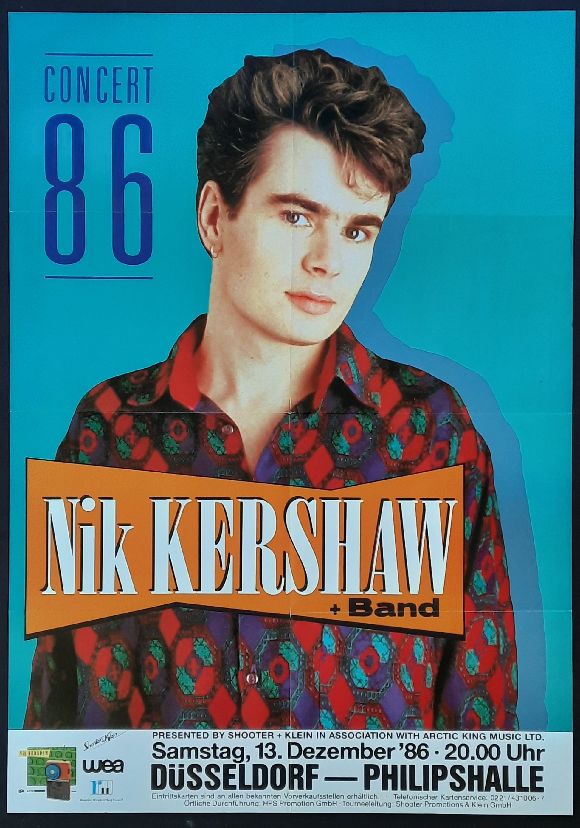 NIK KERSHAW Original Concert Poster December 13, 1986 Duesseldorf Germany