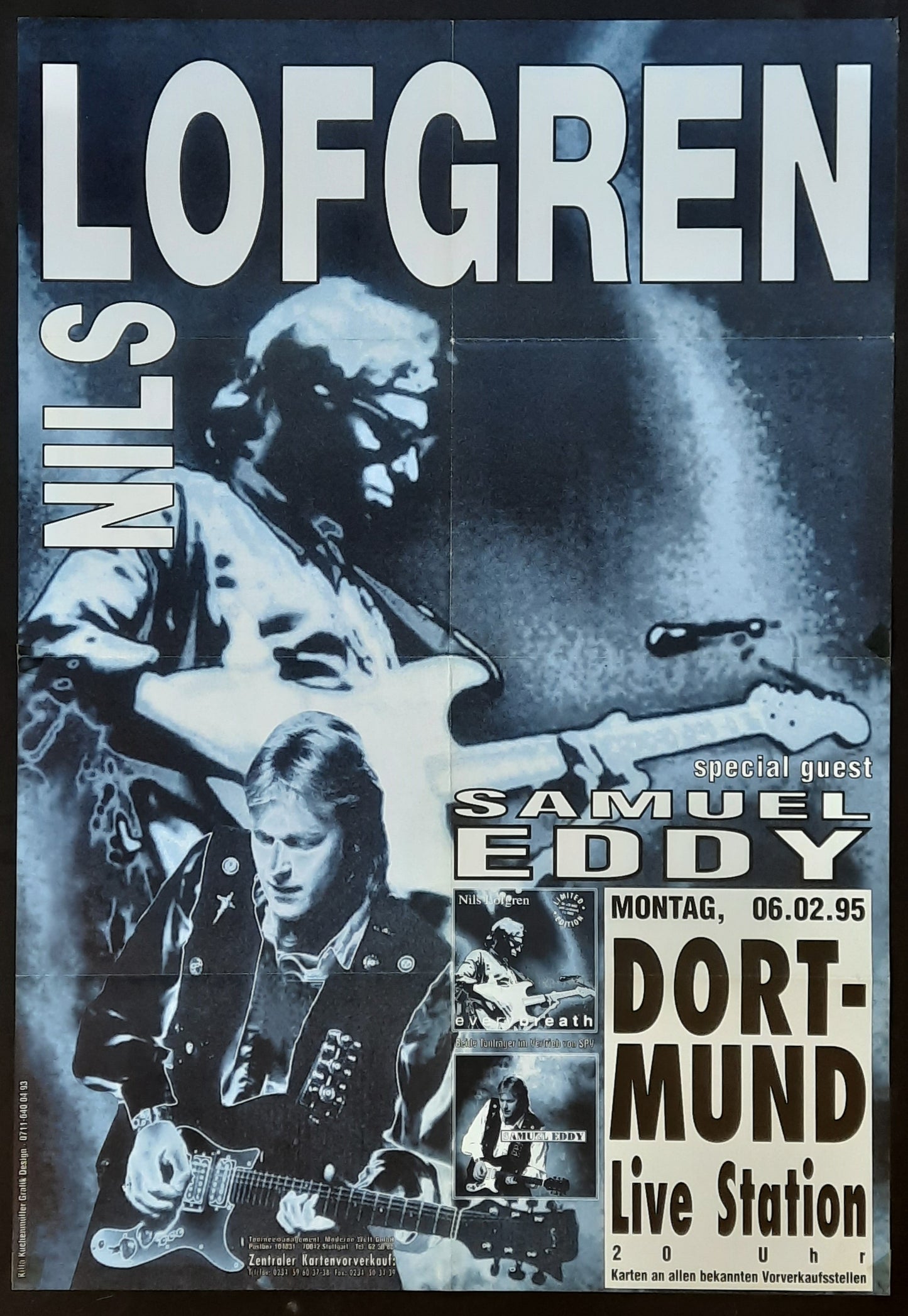 NILS LOFGREN Original Concert Poster February 6, 1995 Dortmund Germany 1