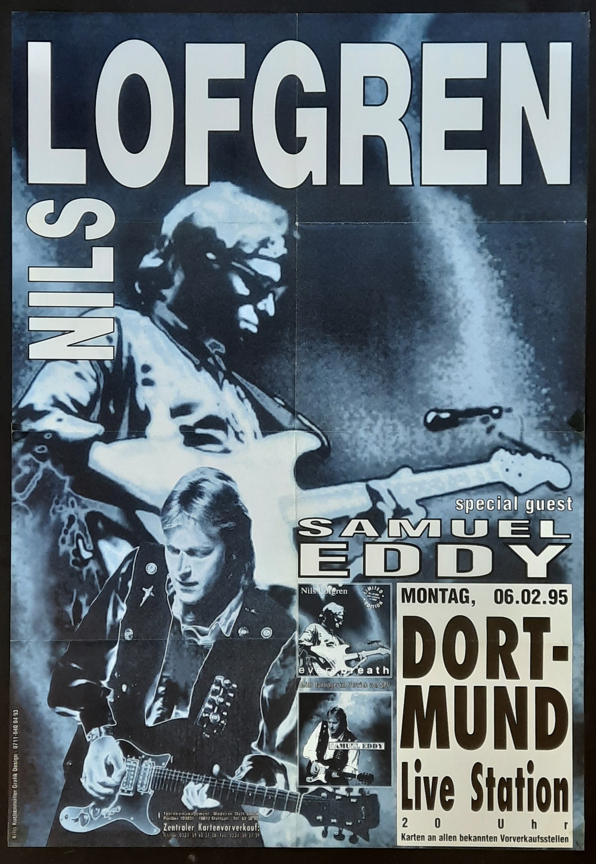NILS LOFGREN Original Concert Poster February 6, 1995 Dortmund Germany 1