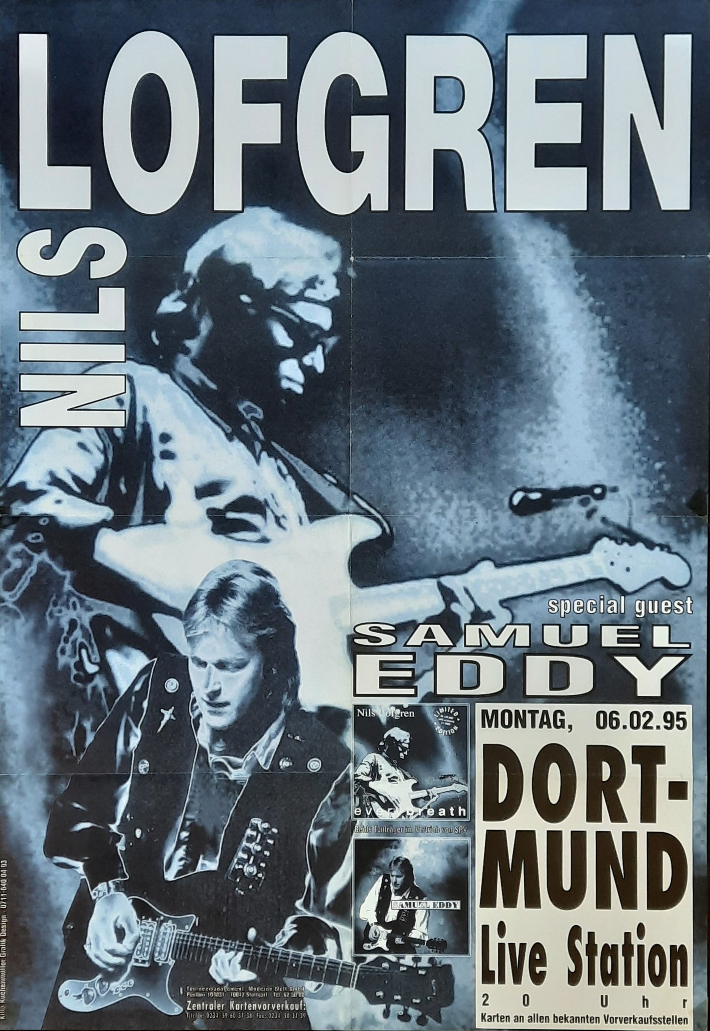 NILS LOFGREN Original Concert Poster February 6, 1995 Dortmund Germany 1