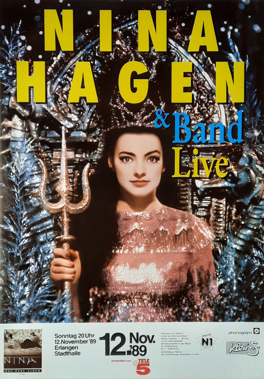 NINA HAGEN 1989 Concert Poster Nov 12th Erlangen Germany 1st print