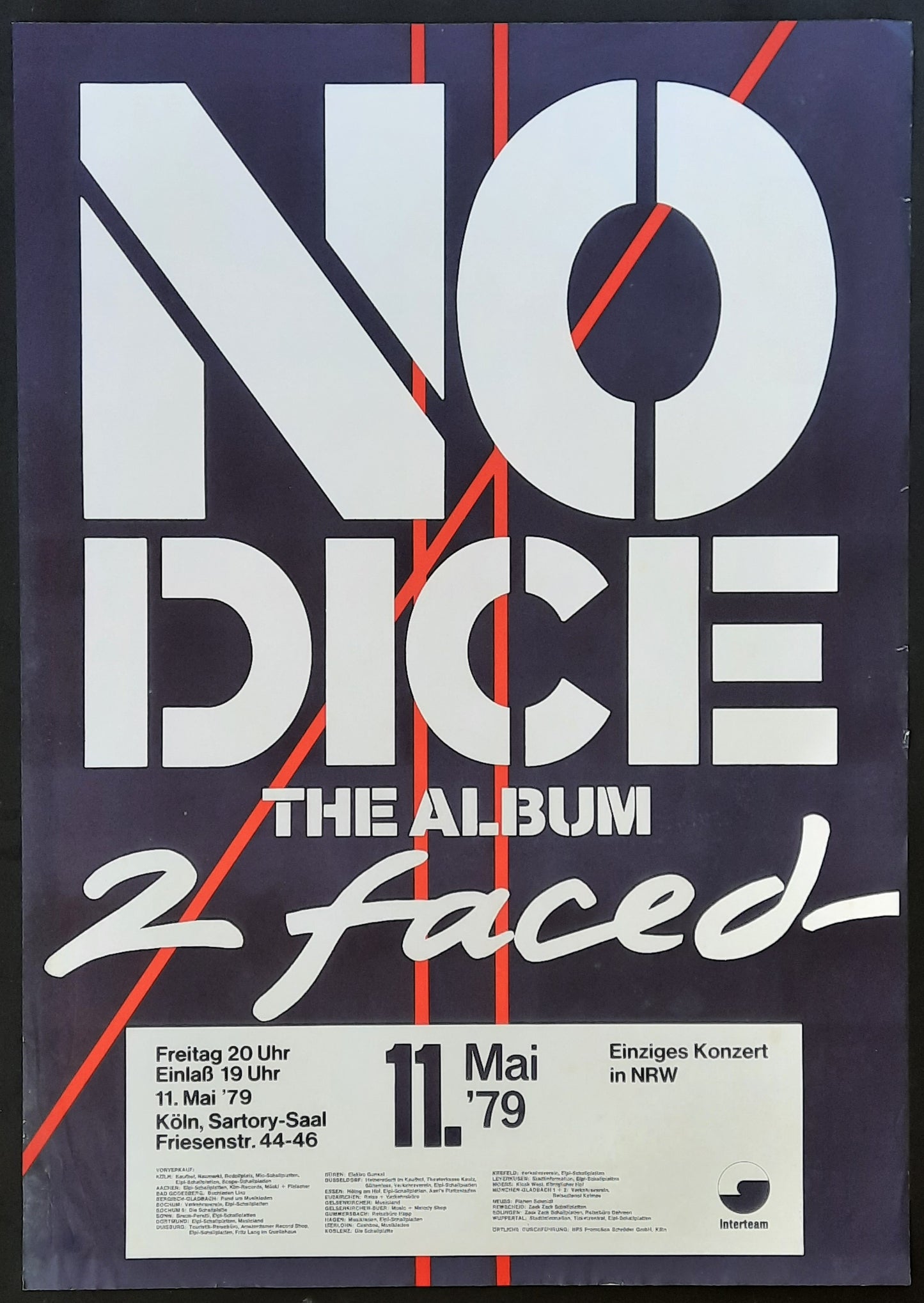 NO DICE Original Concert Poster May 11, 1979 Cologne Germany 1