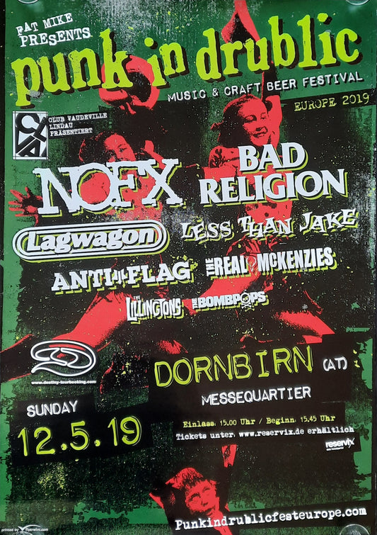 NOFX - BAD RELIGION - LAGWAGON Original Concert Poster 2019 Punk In Drublic Festival