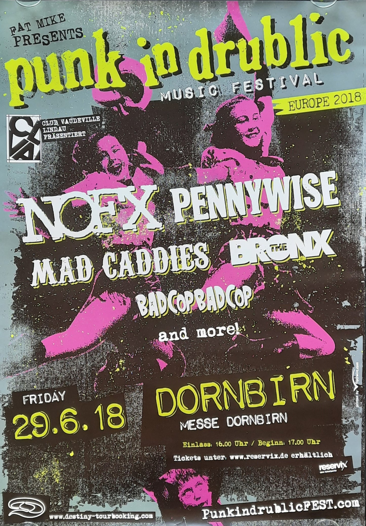 NOFX - PENNYWISE - MAD CADDIES Original Concert Poster 2018 Dornbirn Austria PUNK IN DRUBLIC Festival 1