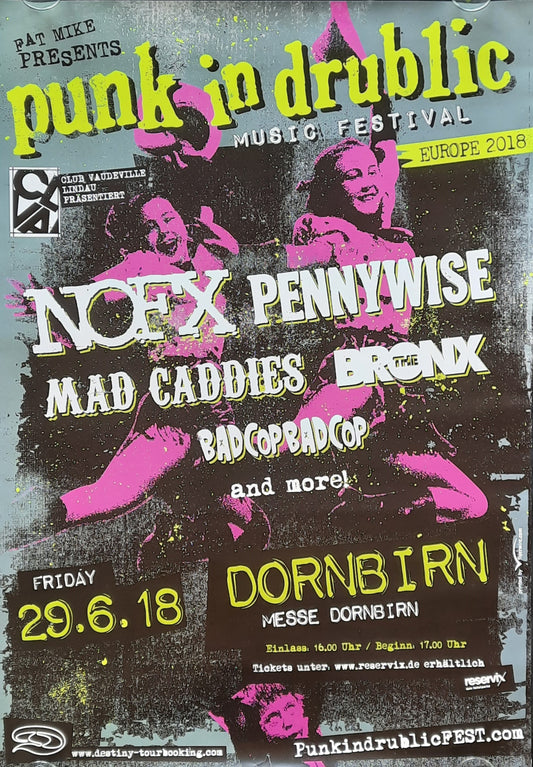 NOFX - PENNYWISE - MAD CADDIES Original Concert Poster 2018 Dornbirn Austria PUNK IN DRUBLIC Festival 1