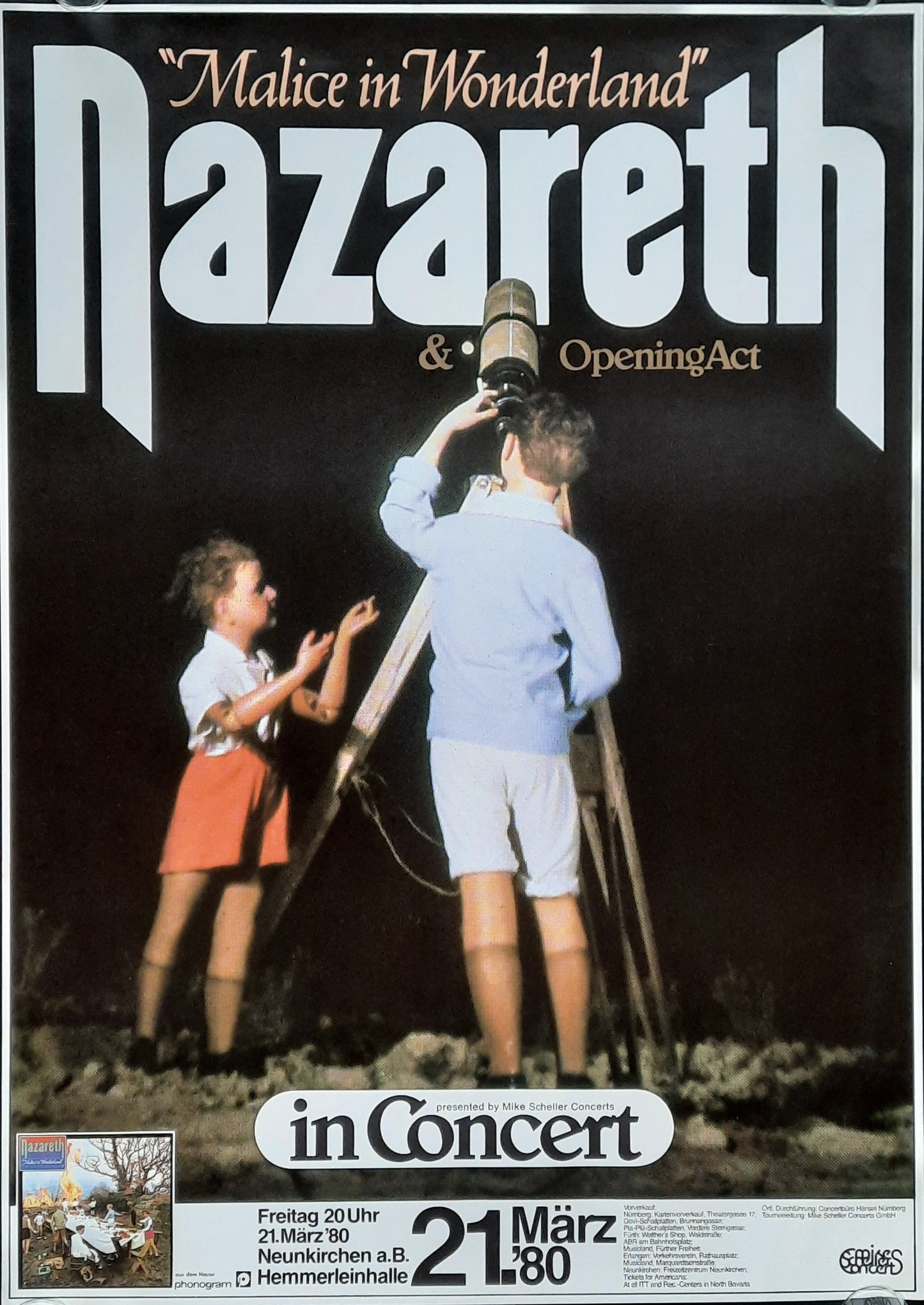 NAZARETH 1980 Concert Poster Neunkirchen Germany 1st Print