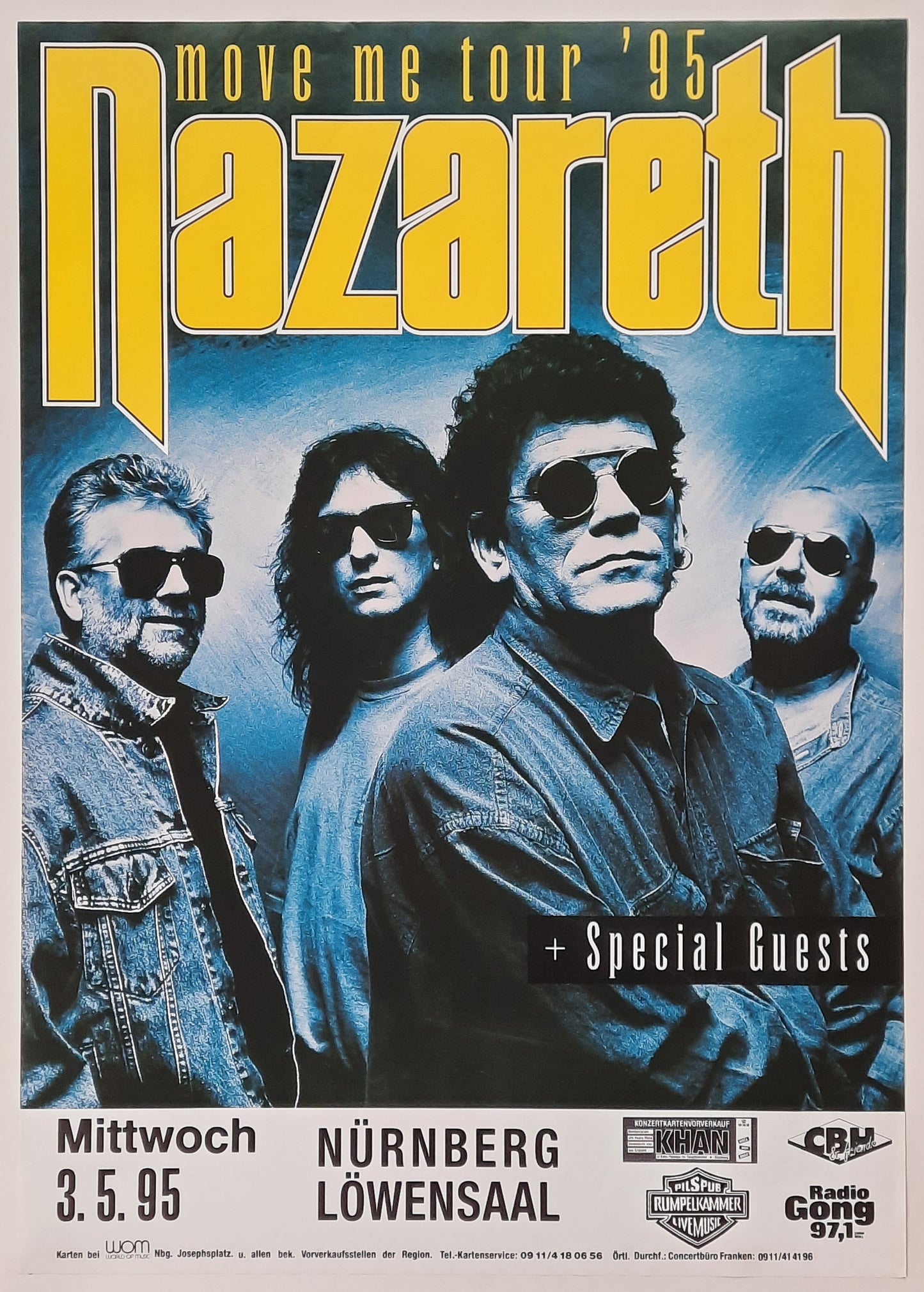 NAZARETH 1995 Concert Poster Nürnberg Germany 1st Print