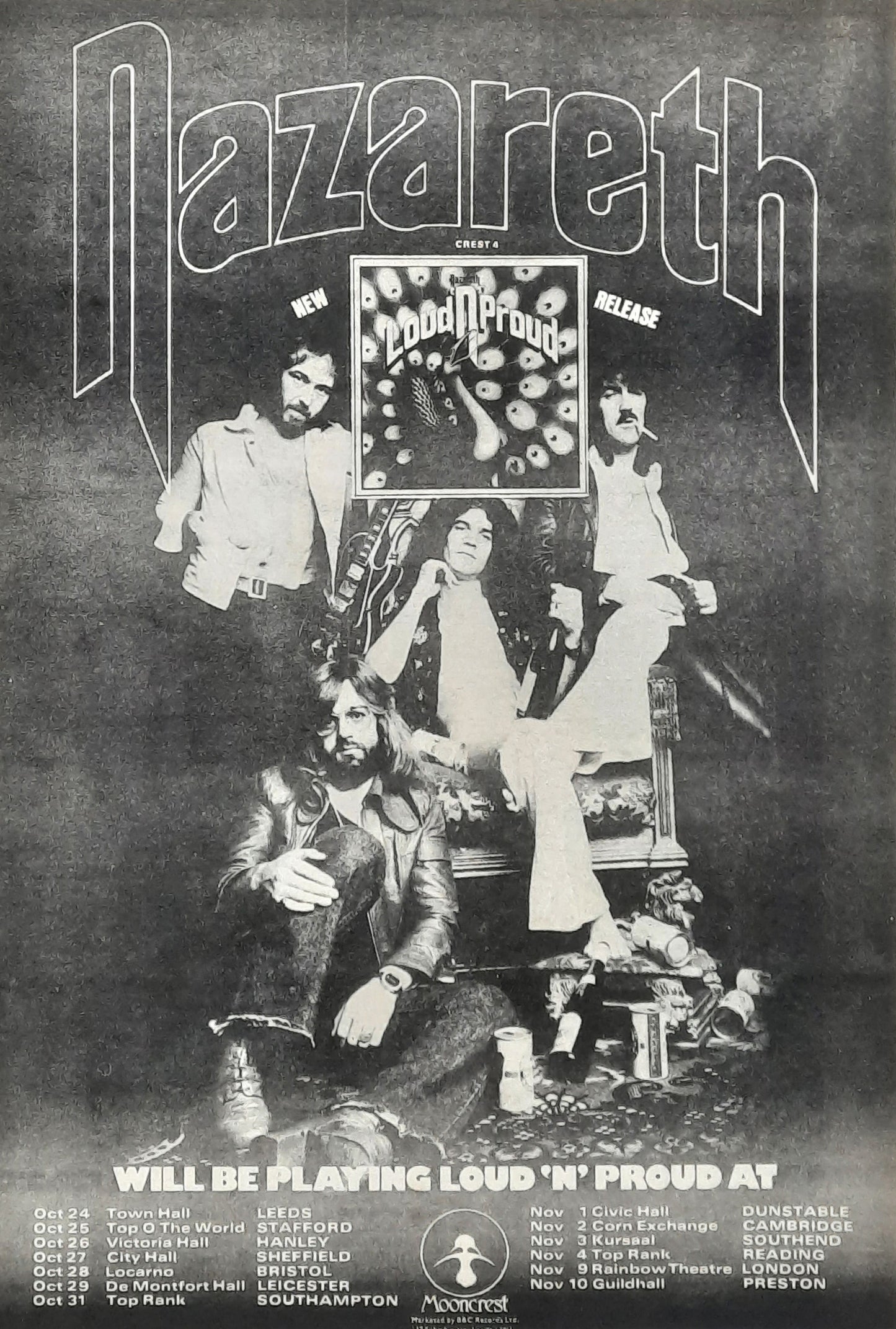 NAZARETH 1973 Poster/Press Ad Album "Loud 'n' Proud"