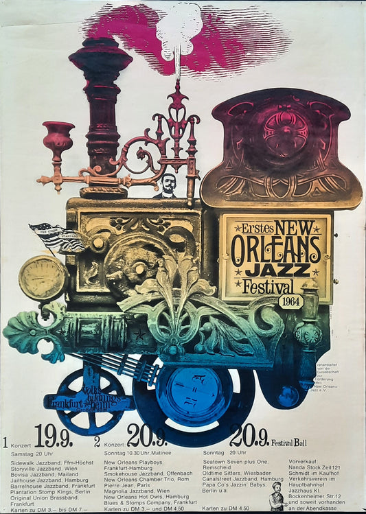 NEW ORLEANS JAZZ FESTIVAL 1964 Germany Poster by KIESER & MICHEL