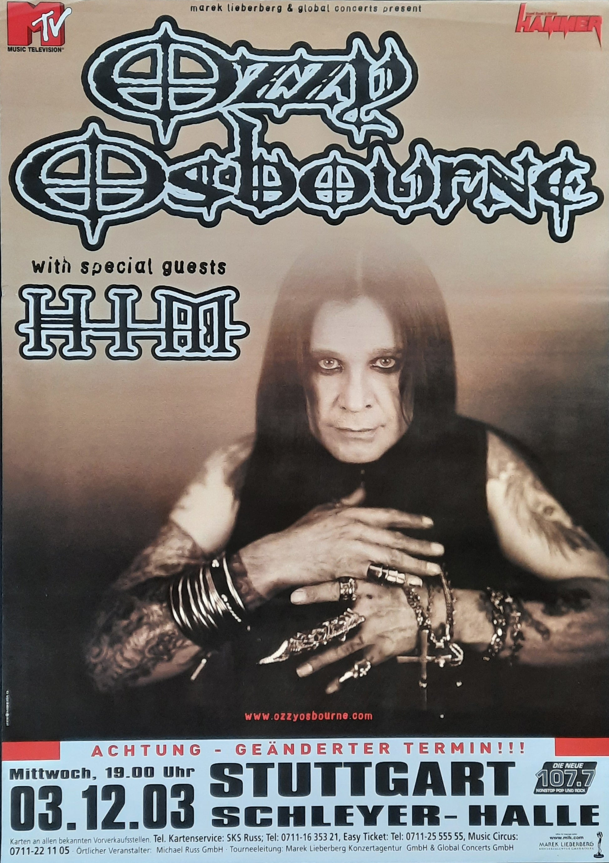 OZZY OSBOURNE 2003 Original Concert Poster December 3rd Stuttgart Germany 1st Print