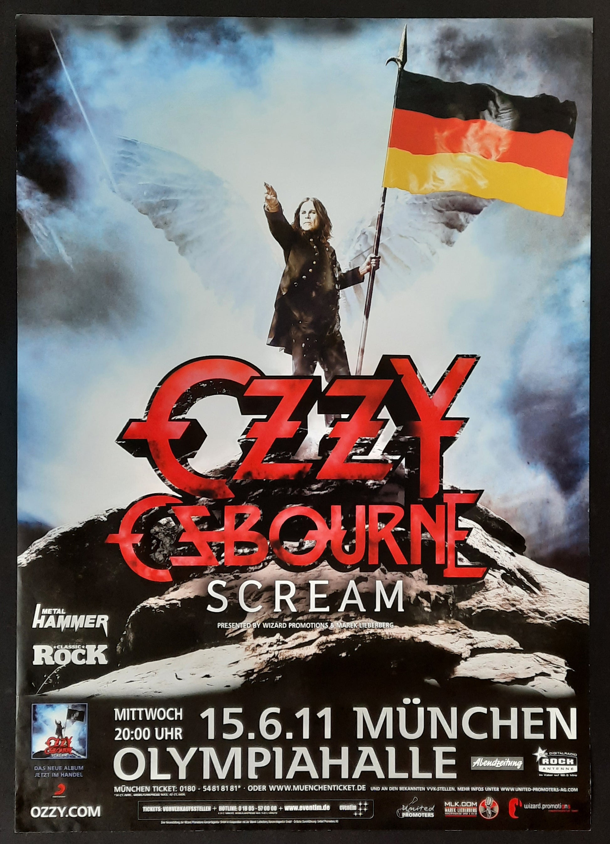 OZZY OSBOURNE 2011 Original Concert Poster June 15th Munich Germany, 1st Print 2