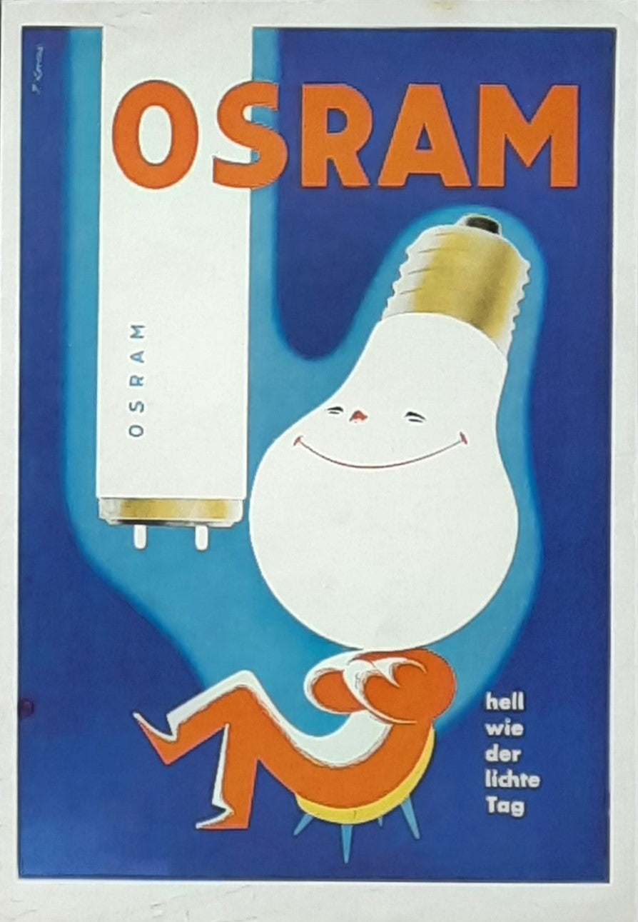 OSRAM 1956 German newspaper advertisement for Osram light bulbs 8 x 12 inch