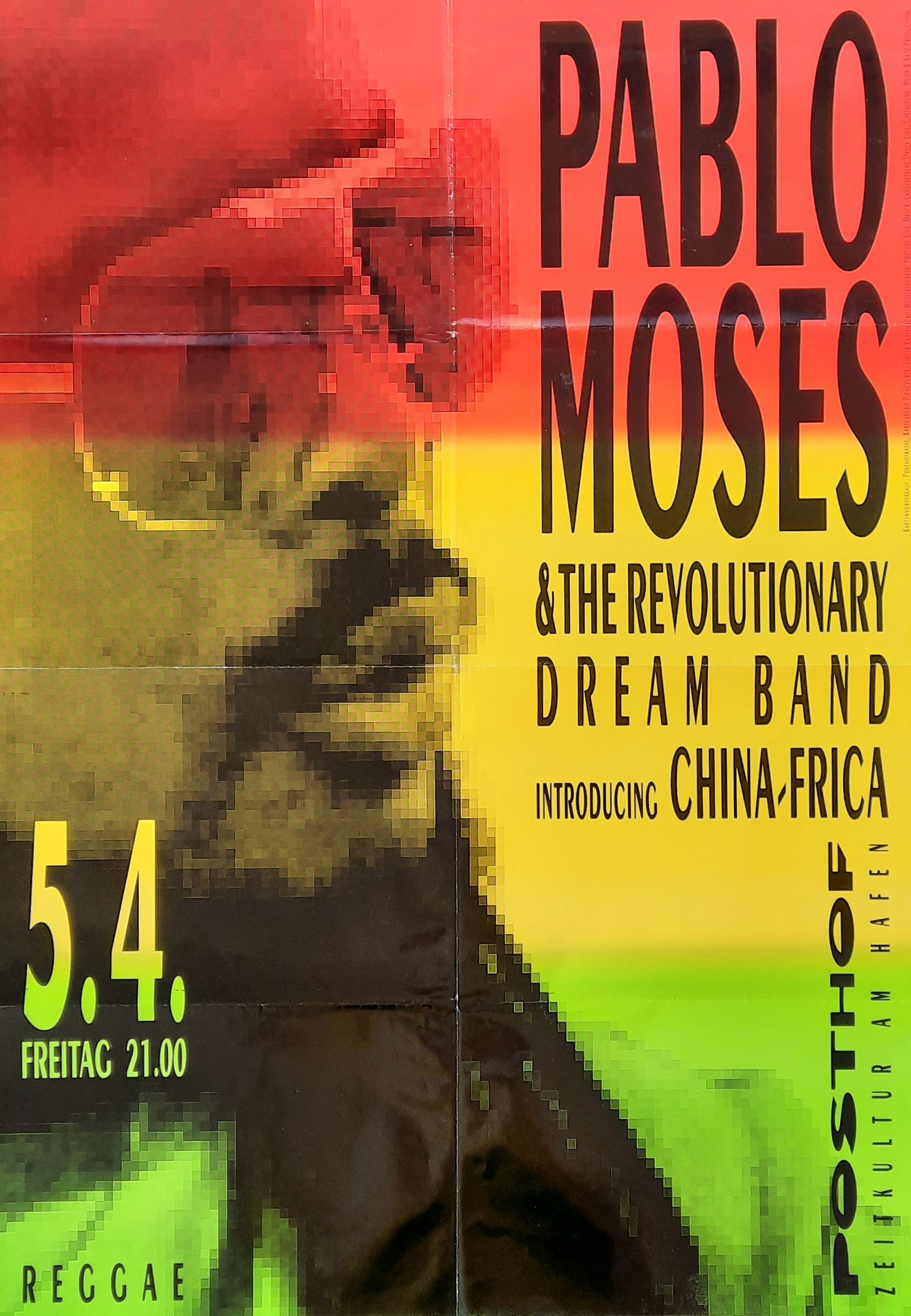 PABLO MOSES 1990 Original Concert Poster April 5th Linz Austria 1st print