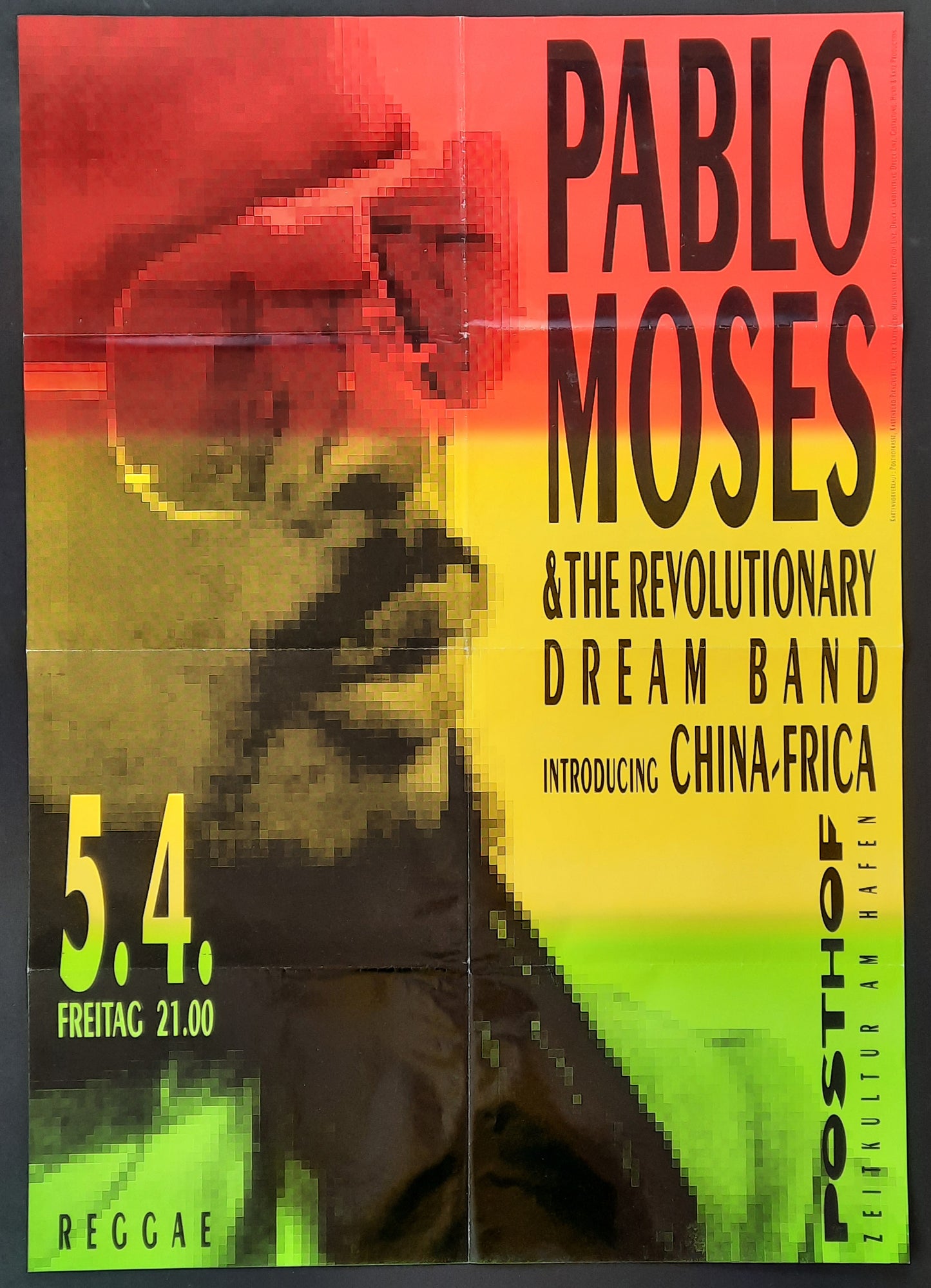PABLO MOSES 1990 Original Concert Poster April 5th Linz Austria 1st print 2