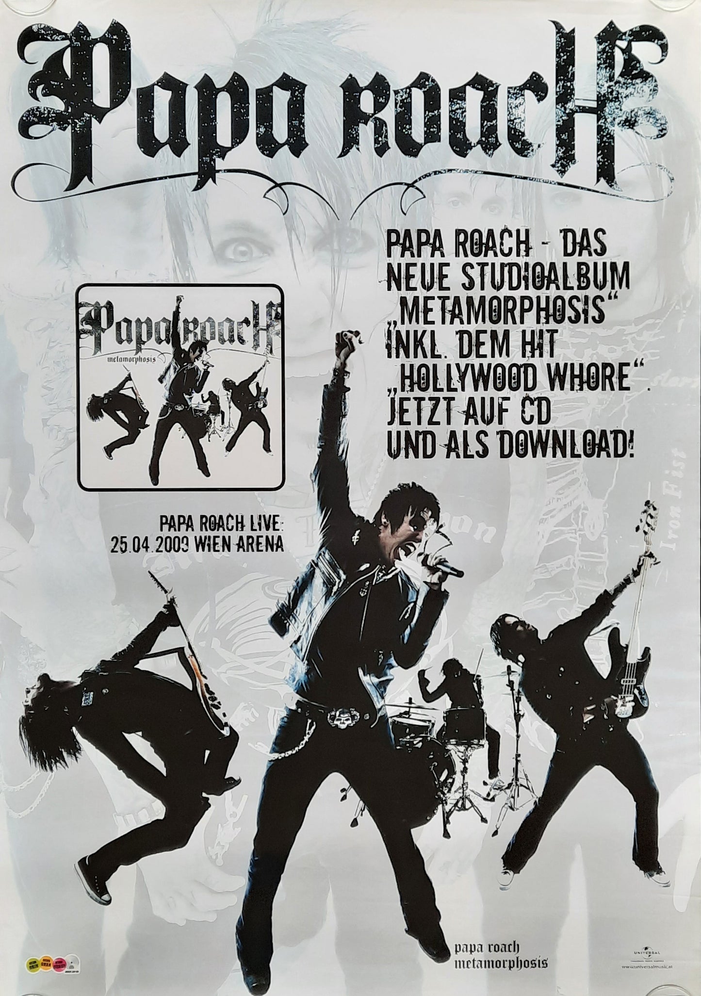 PAPA ROACH 2009 Original Promotion Poster Album "Metamorphosis" 1st print
