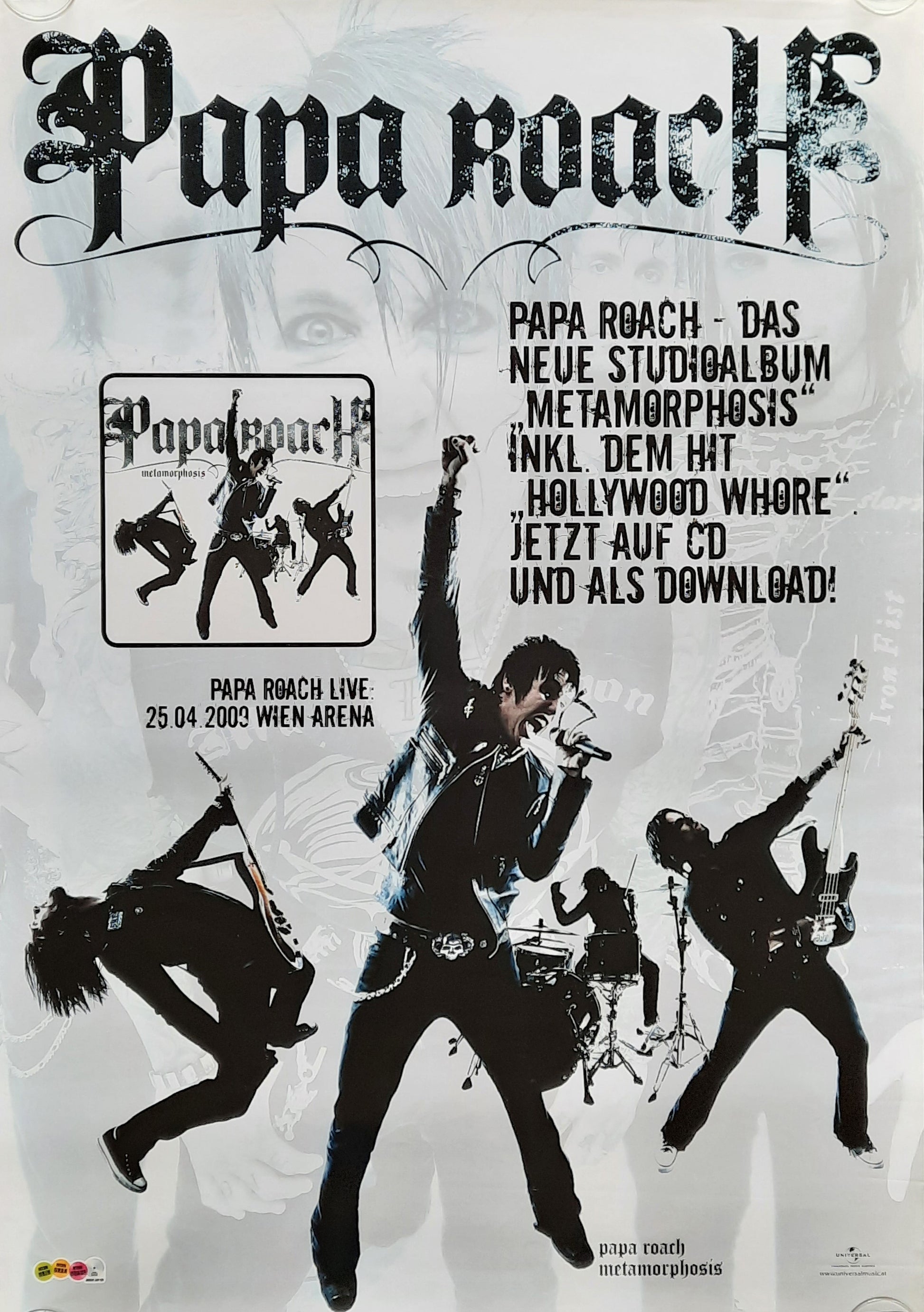 PAPA ROACH 2009 Original Promotion Poster Album "Metamorphosis" 1st print