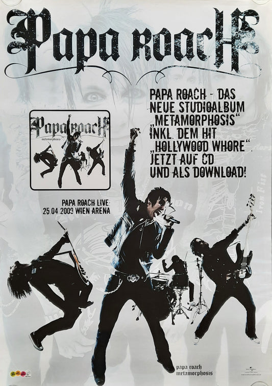 PAPA ROACH 2009 Original Promotion Poster Album "Metamorphosis" 1st print