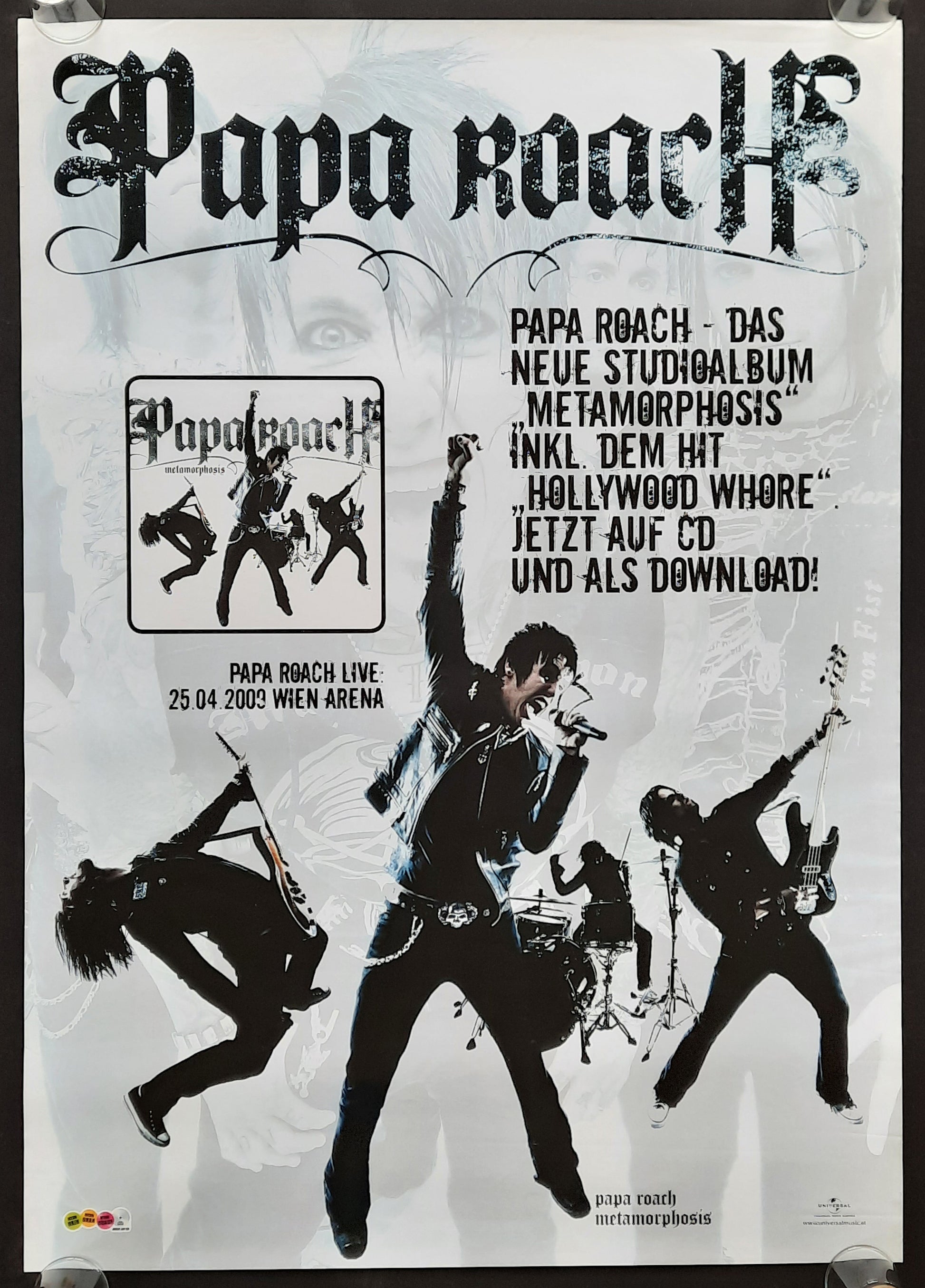 PAPA ROACH 2009 Original Promotion Poster Album "Metamorphosis" 1st print 2