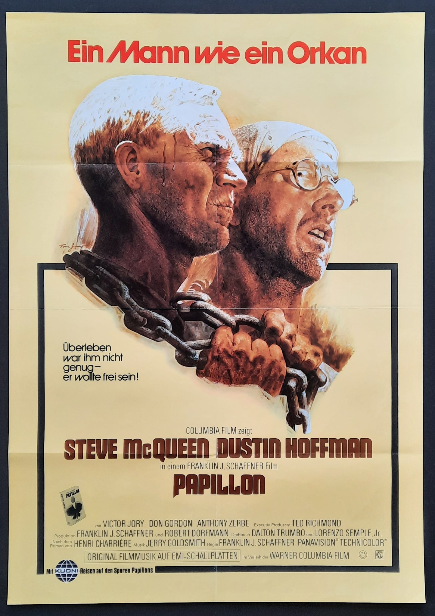PAPILLON Original Movie Poster 1973 Steve McQueen Dustin Hoffman Germany 1