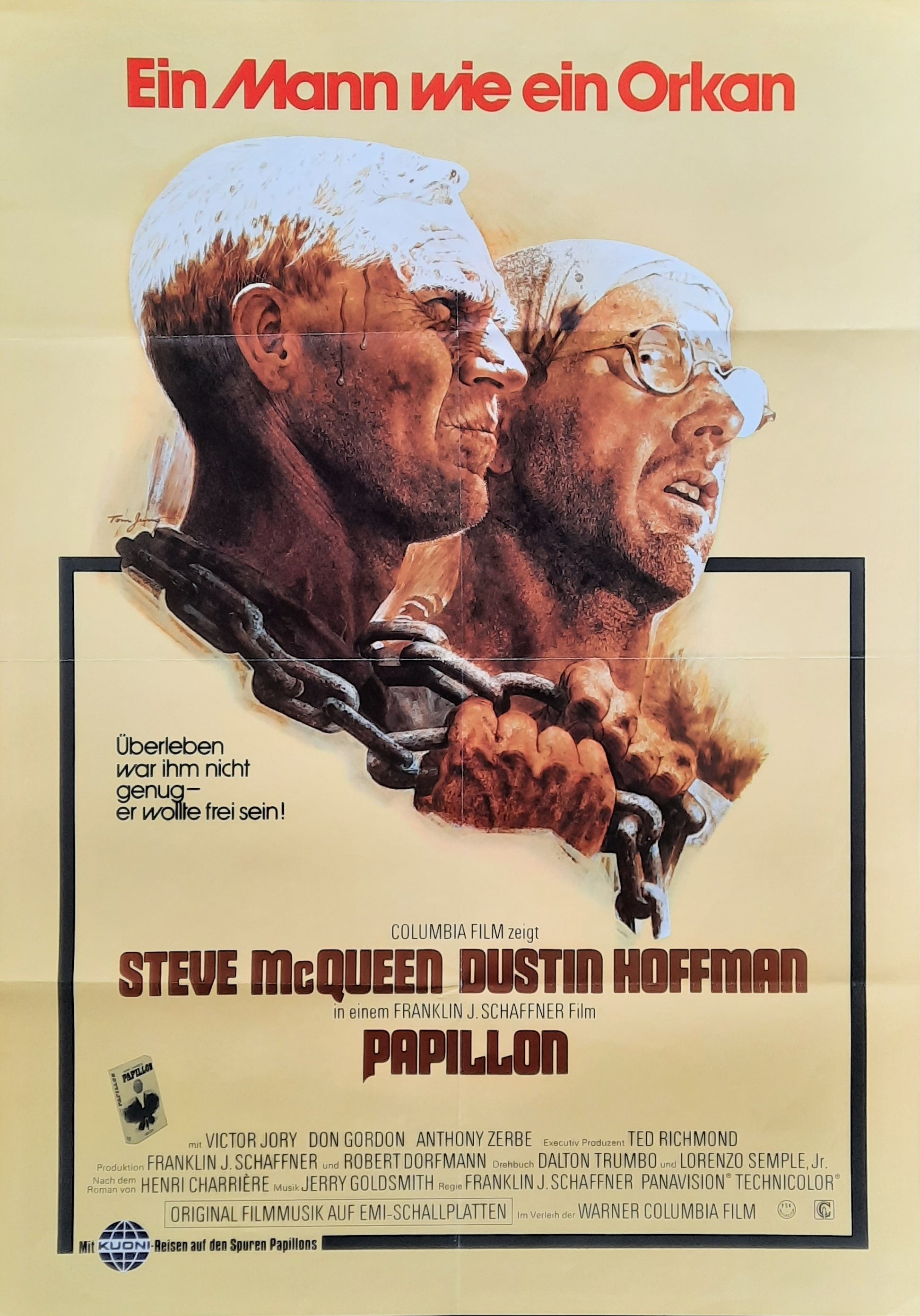 PAPILLON Original Movie Poster 1973 Steve McQueen Dustin Hoffman Germany 1