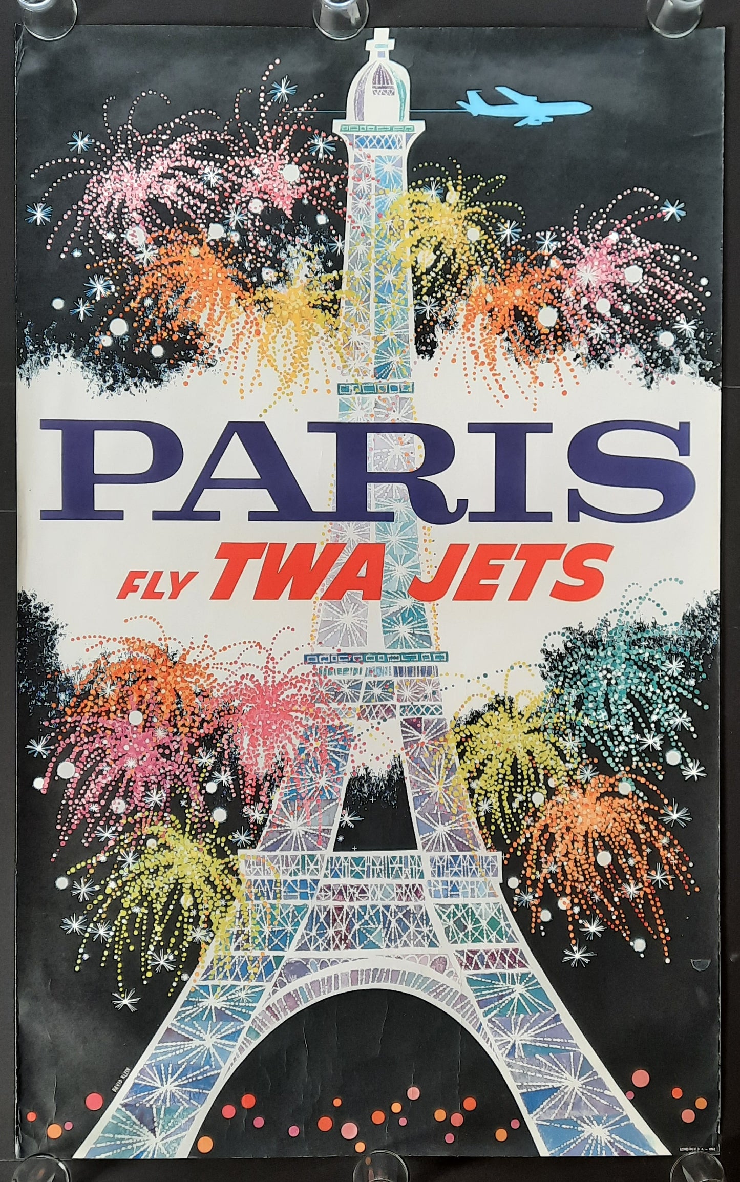 PARIS - TWA Original Advertising Poster 1962 designed by DAVID KLEIN 1