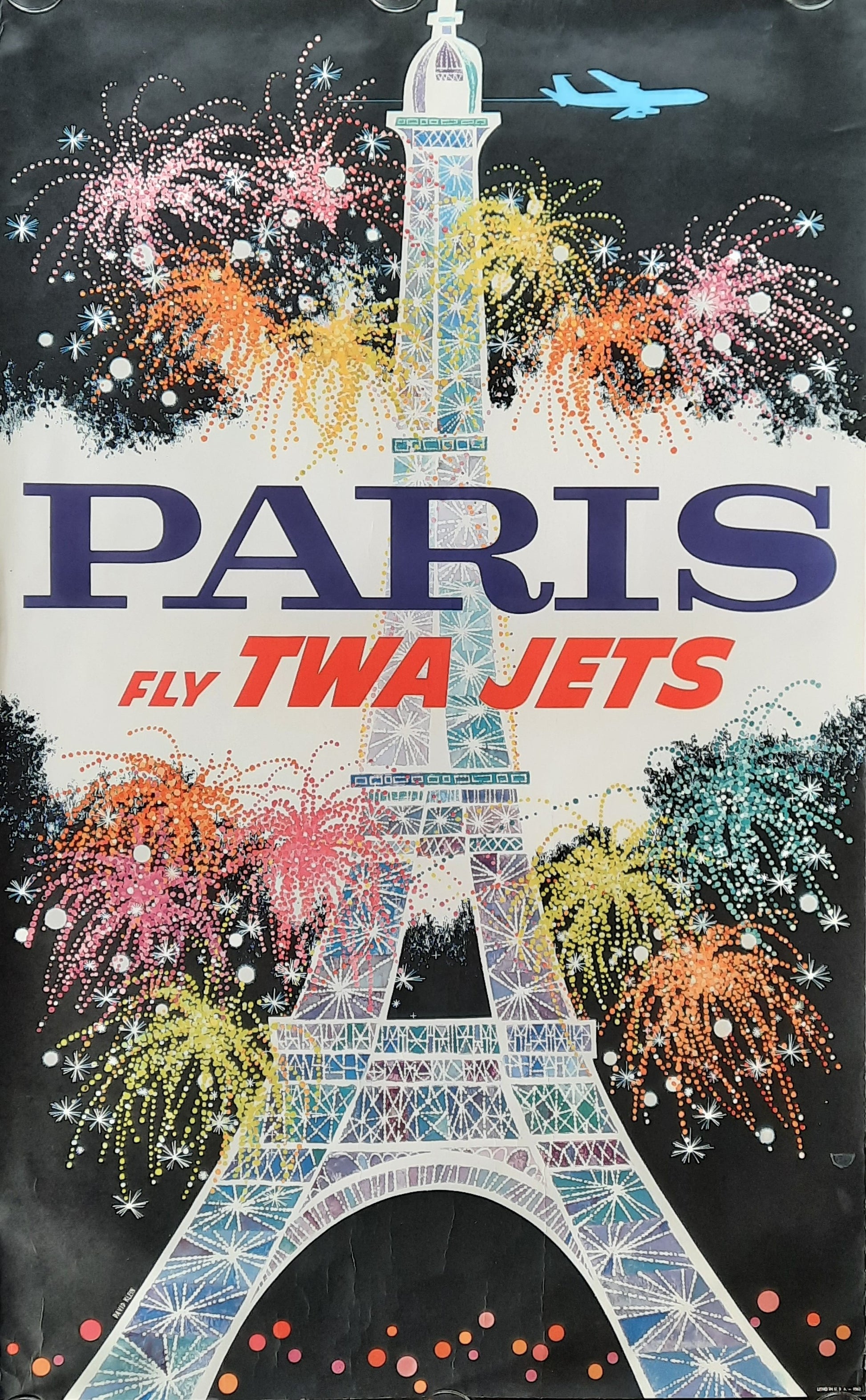 PARIS - TWA Original Advertising Poster 1962 designed by DAVID KLEIN 1